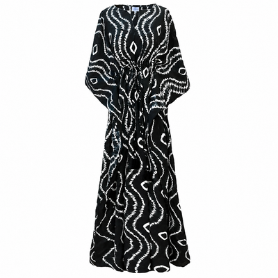 Dracarys Black Shibori Maxi Kaftan
