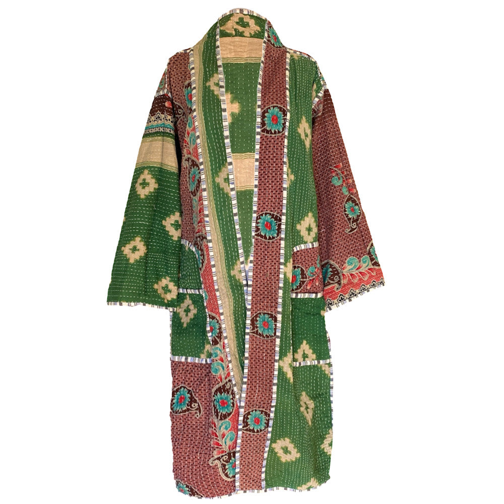 Nepal Vintage Cotton Kantha Coat One of a Kind