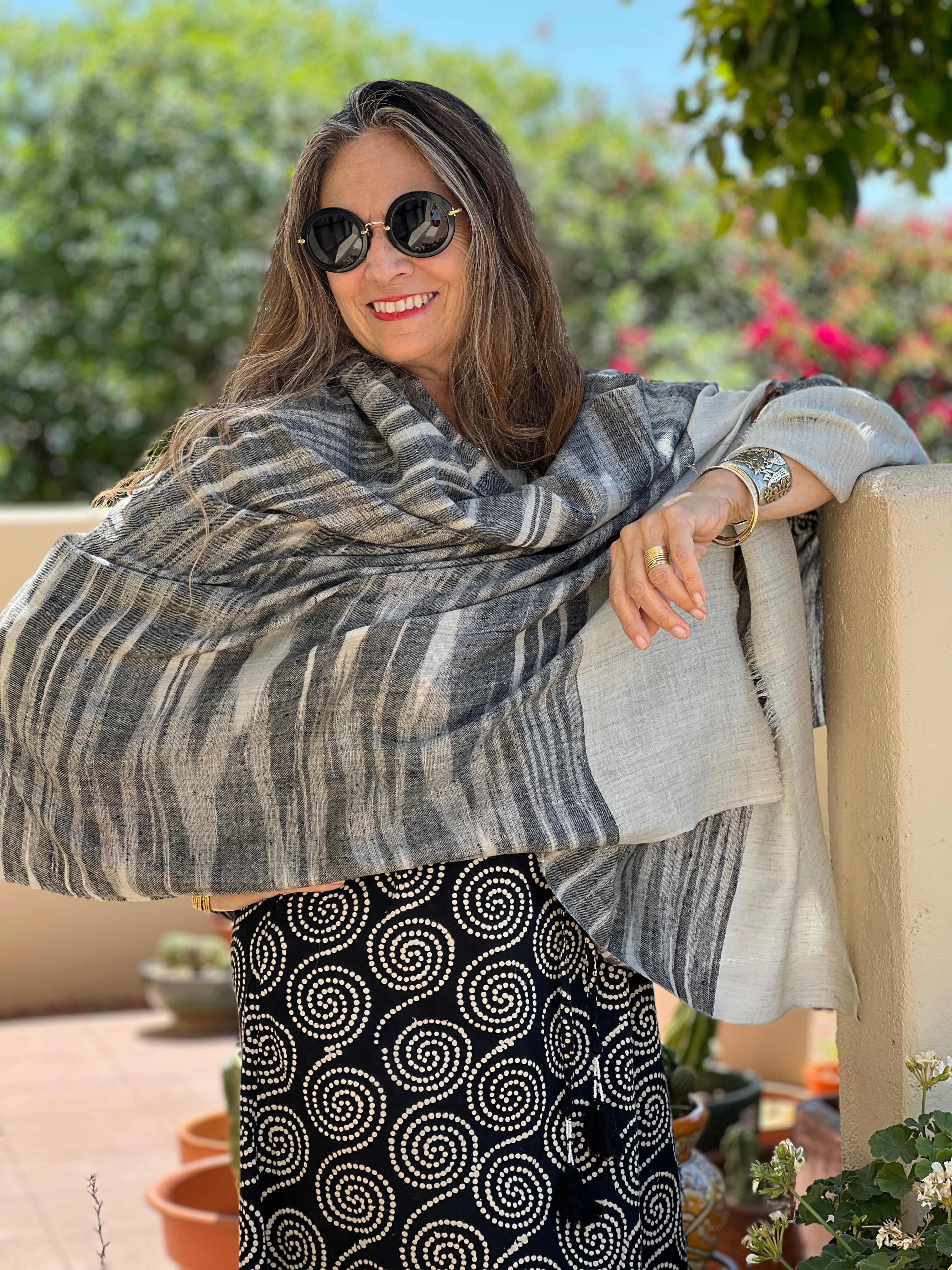 Pangong Pashmina Ikat Shawl Natural Dyes Hand woven