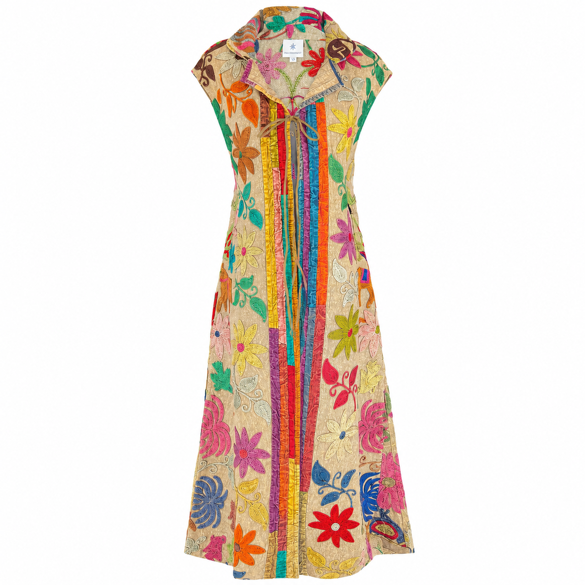 Anjuli Hand Embroidered Long Cotton Vest