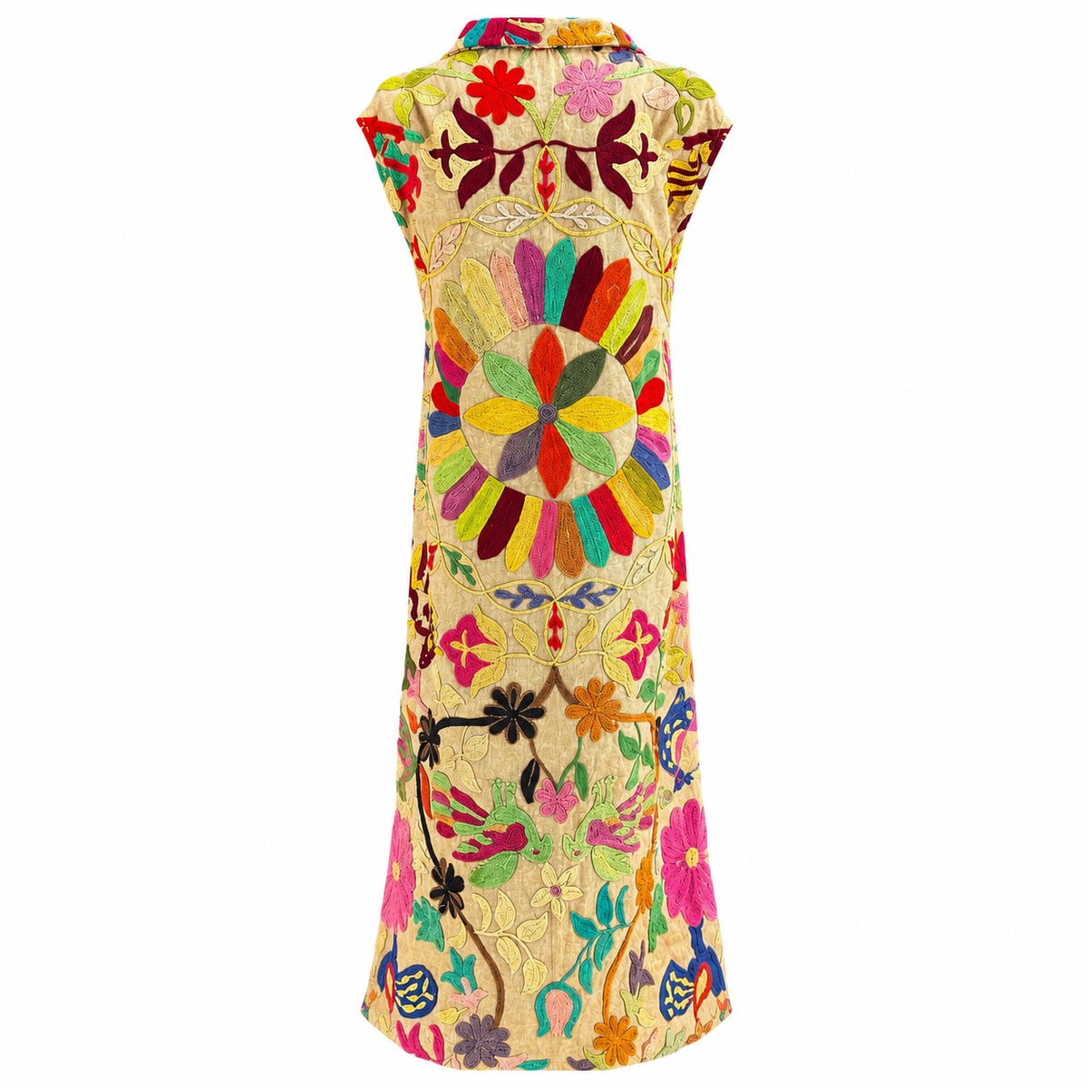 Anjuli Hand Embroidered Long Cotton Vest