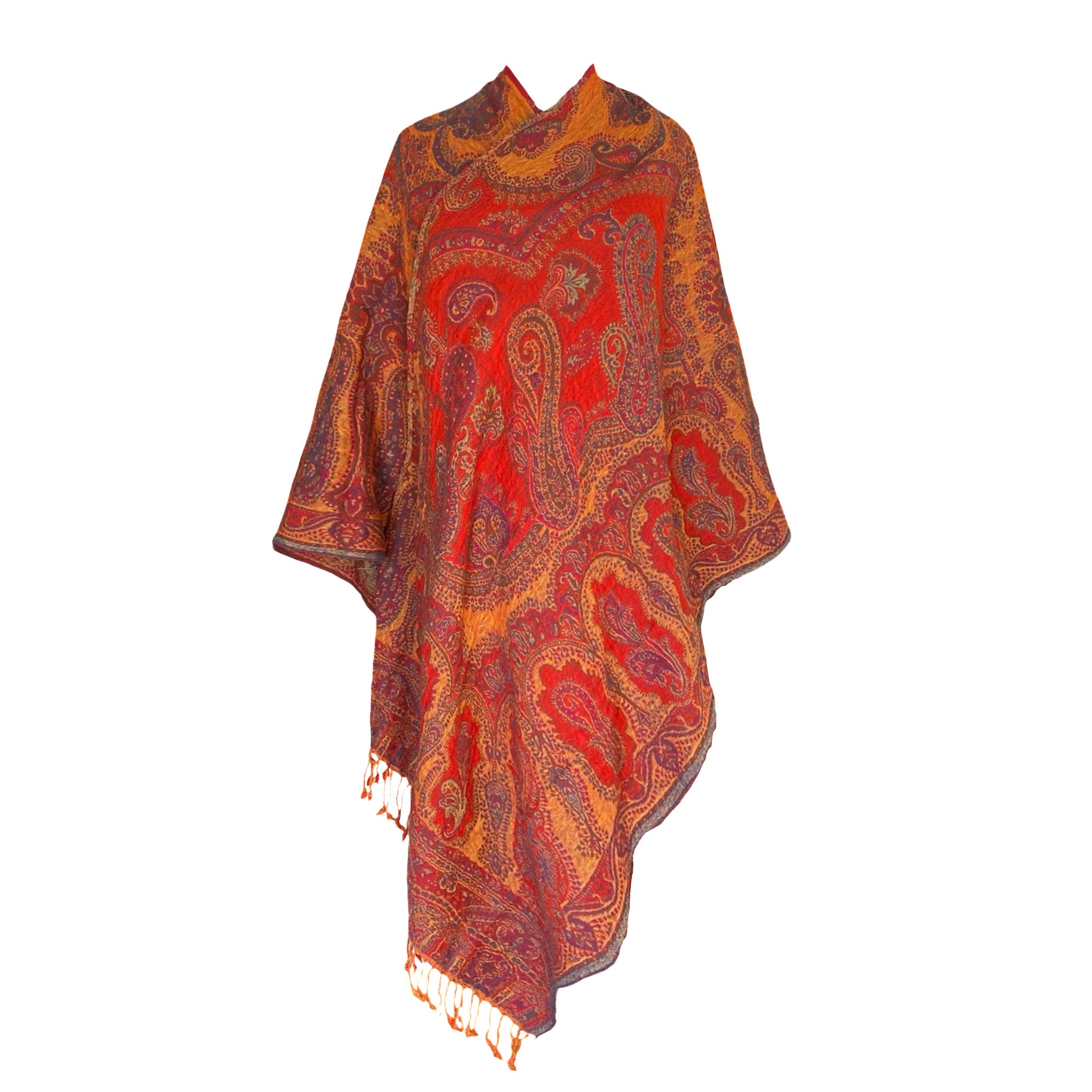 Medici Paisley Wool Wrap Poncho