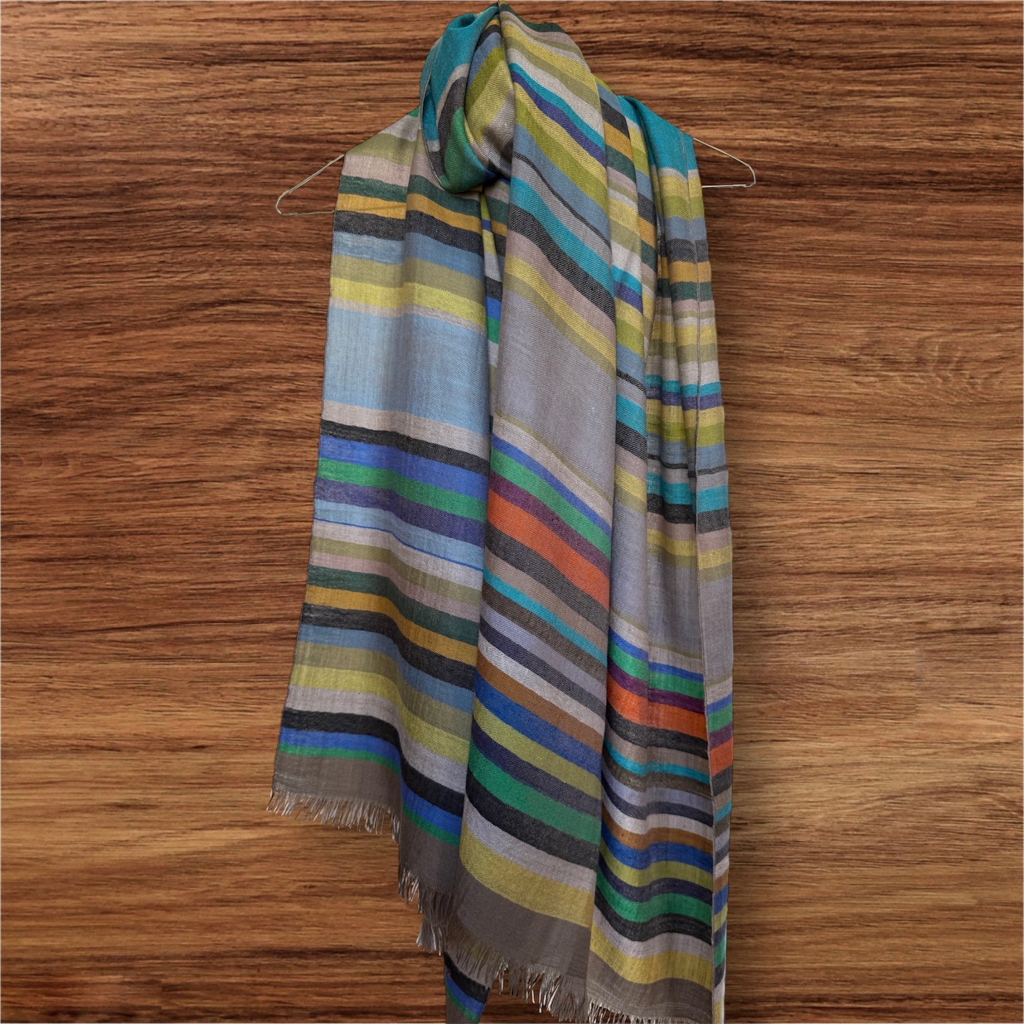 Sundarban Stripe Kashmiri Pashmina Shawl One of a Kind