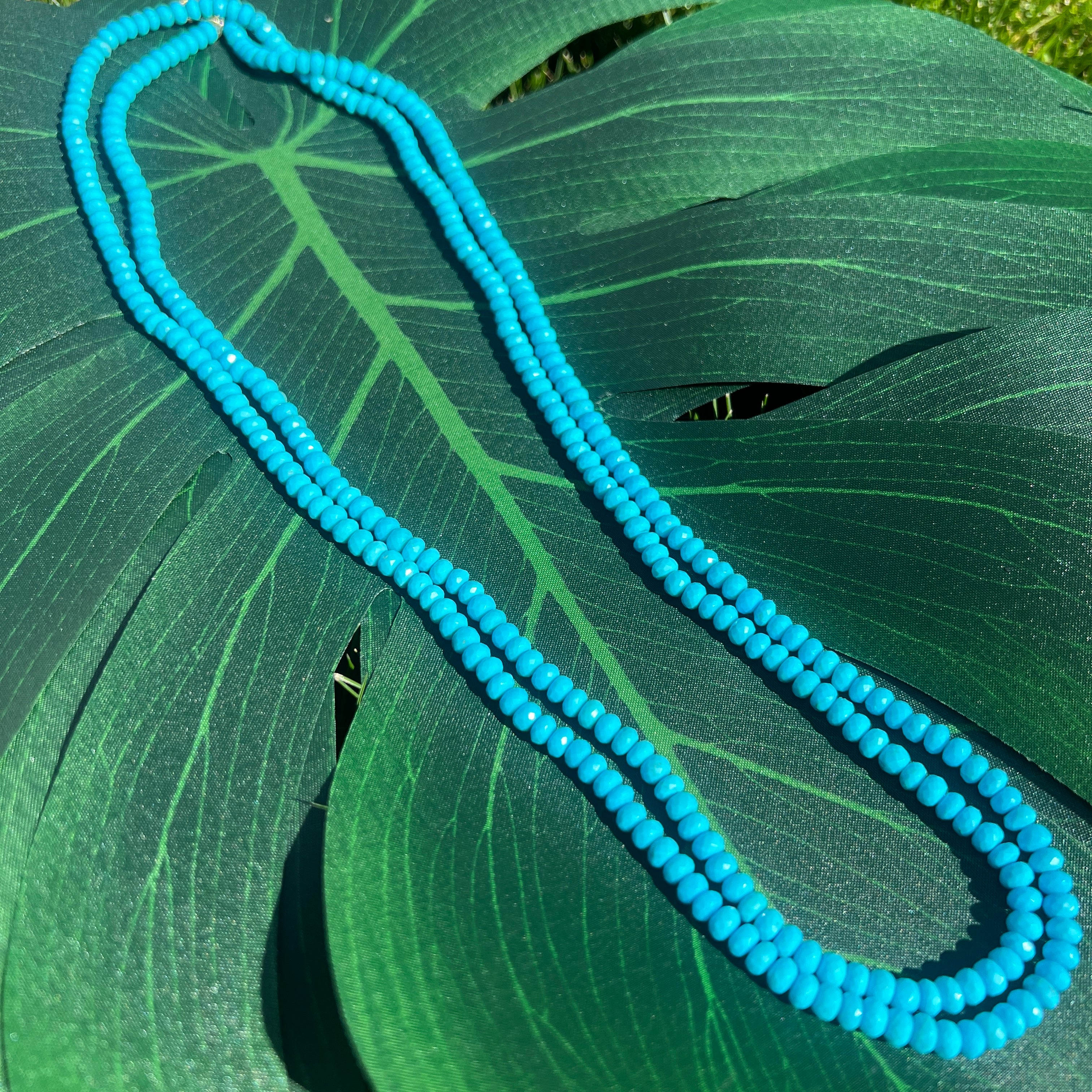 Faceted Sleeping Beauty Turquoise and 18Kt Gold Necklace