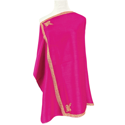 Fuchsia Hand Embroidered Pashmina Shawl One of a Kind