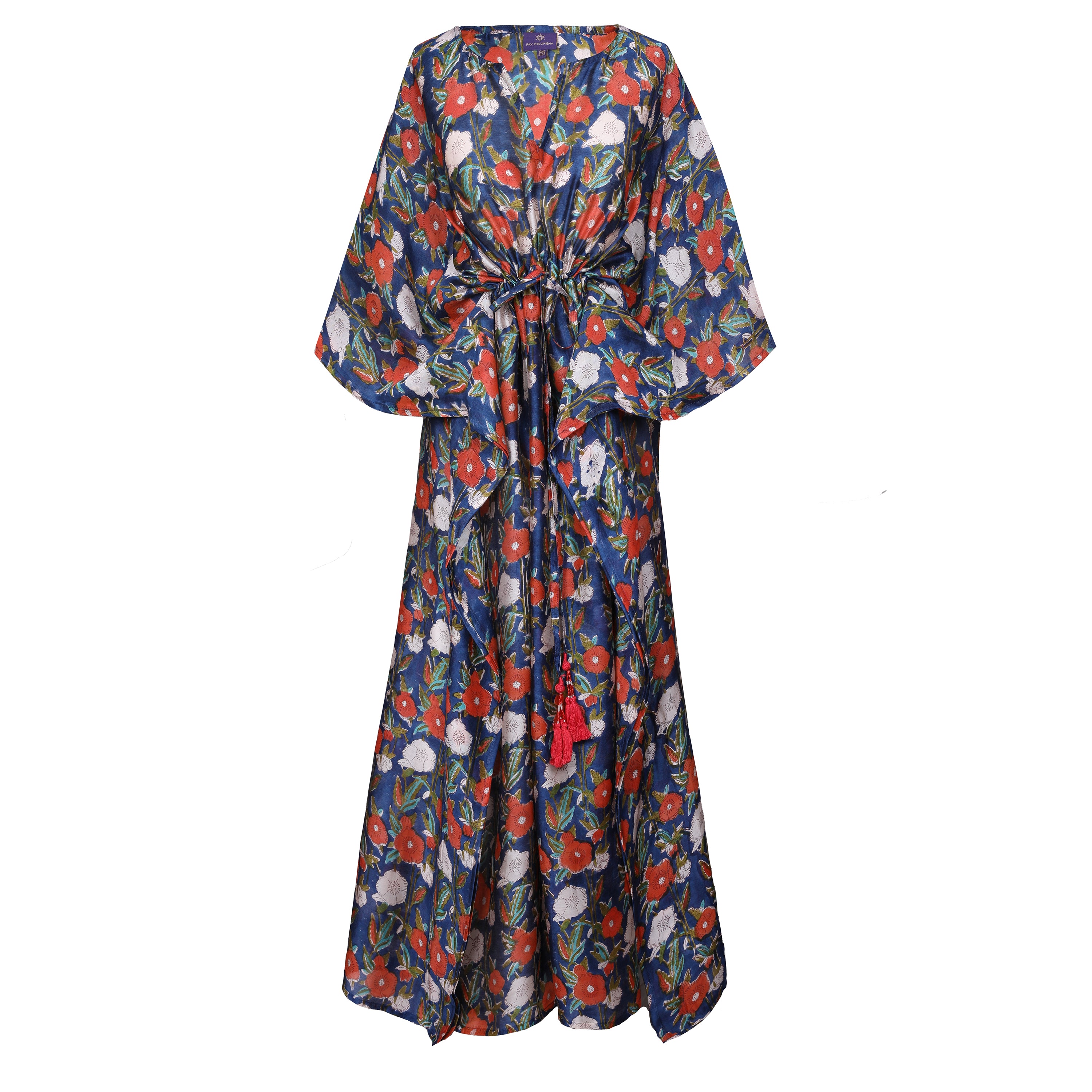 Fuji Floral Chanderi Silk Maxi Kaftan Dress