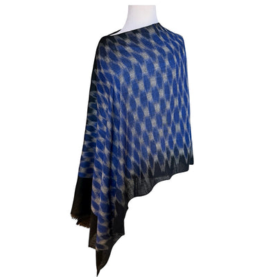 Netrani Navy Ikat Pashmina Shawl One of A Kind