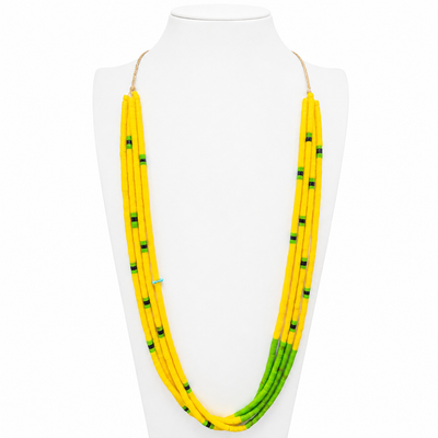 Yellow Serpentine Gaspeite and  Black Jet Necklace Santo Domingo
