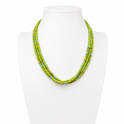 Gaspeite, Heishi and Touch of Turquoise Necklace Santo Domingo