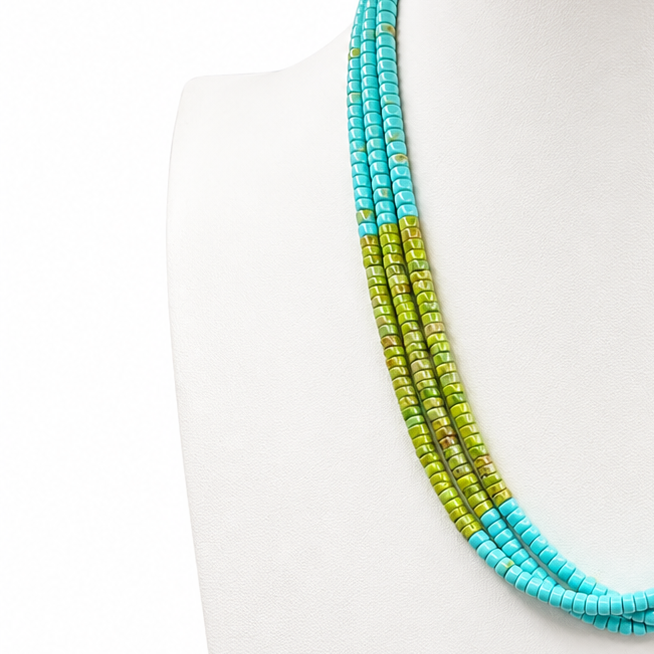 Gaspeite, Turquoise and Heishi Necklace Santo Domingo