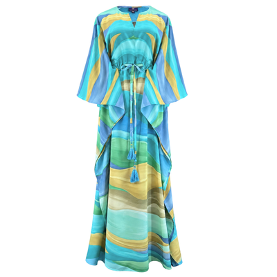 Georgia Italian Silk Maxi Kaftan Dress