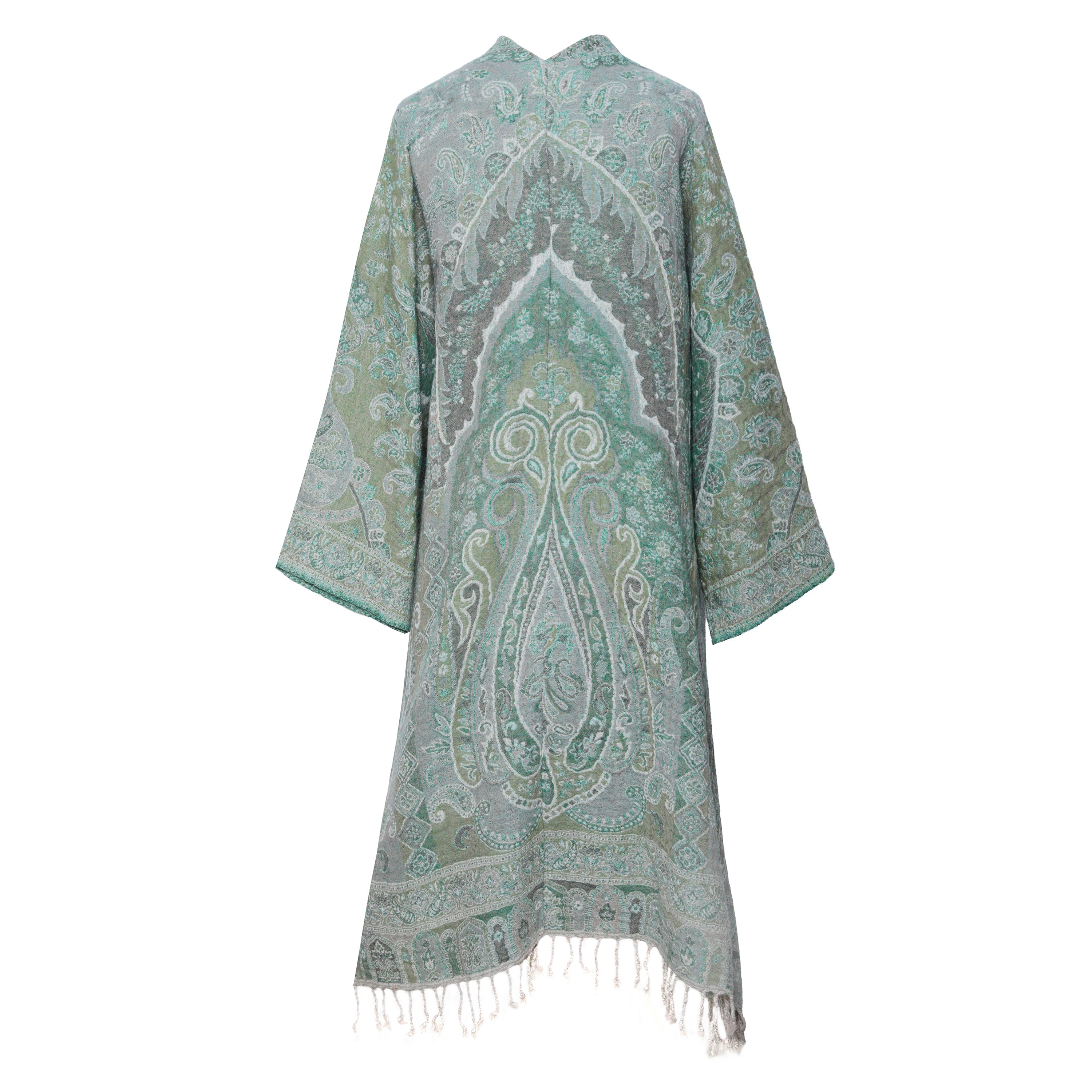 Hara Green Paisley Boiled Wool Kimono Coat