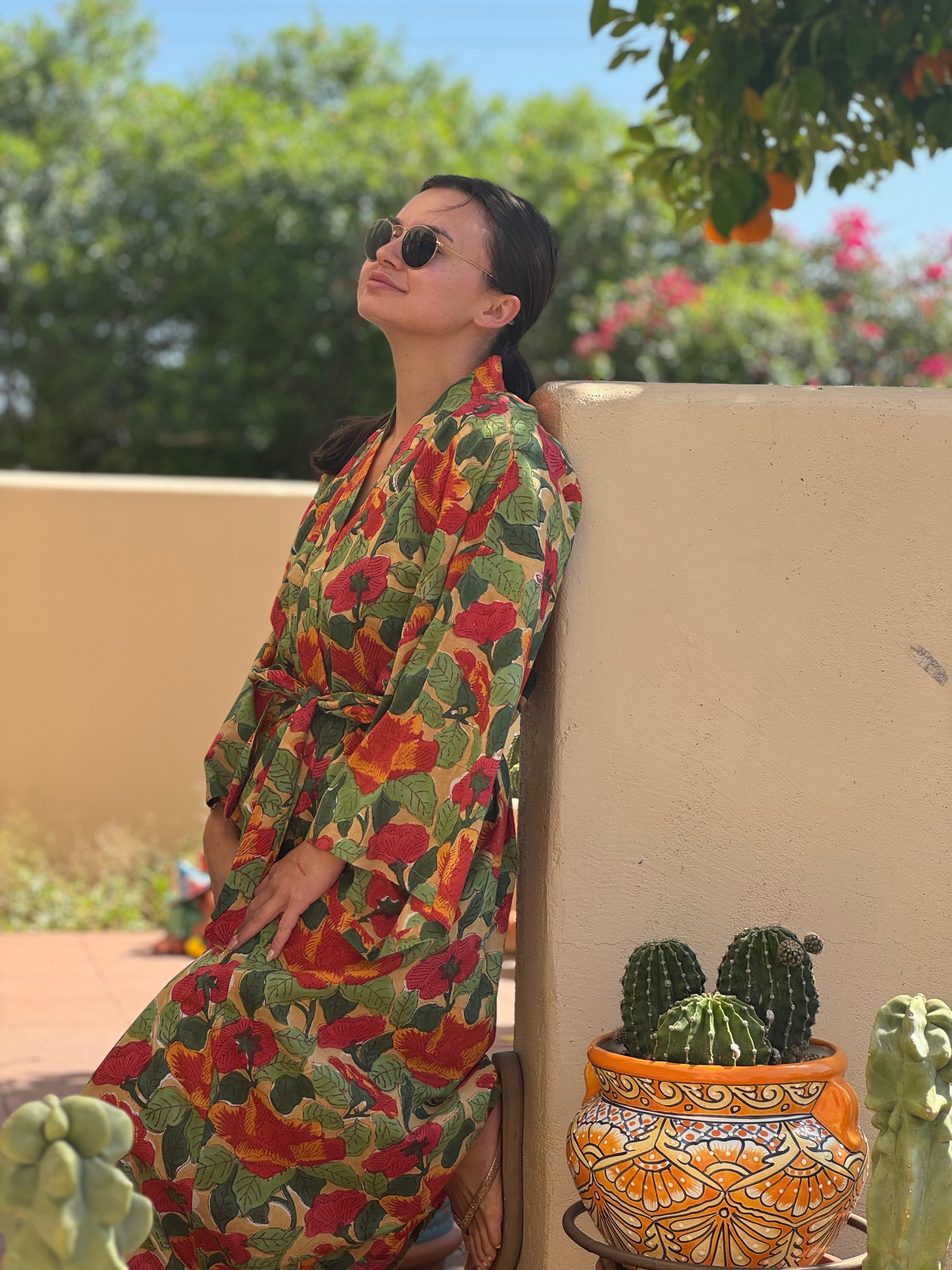 Frida Floral Cotton Dress Robe ON BACKORDER 2-4 WEEKS
