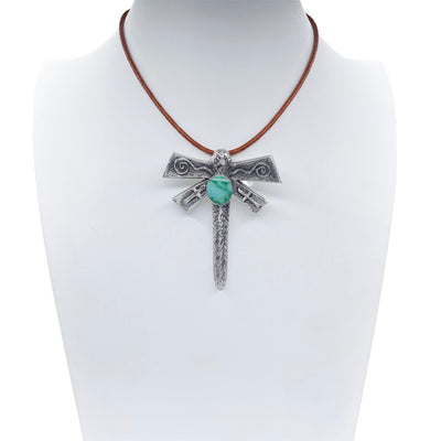 Sonoran Green Turquoise NAVAJO SILVER DRAGONFLY PENDANT