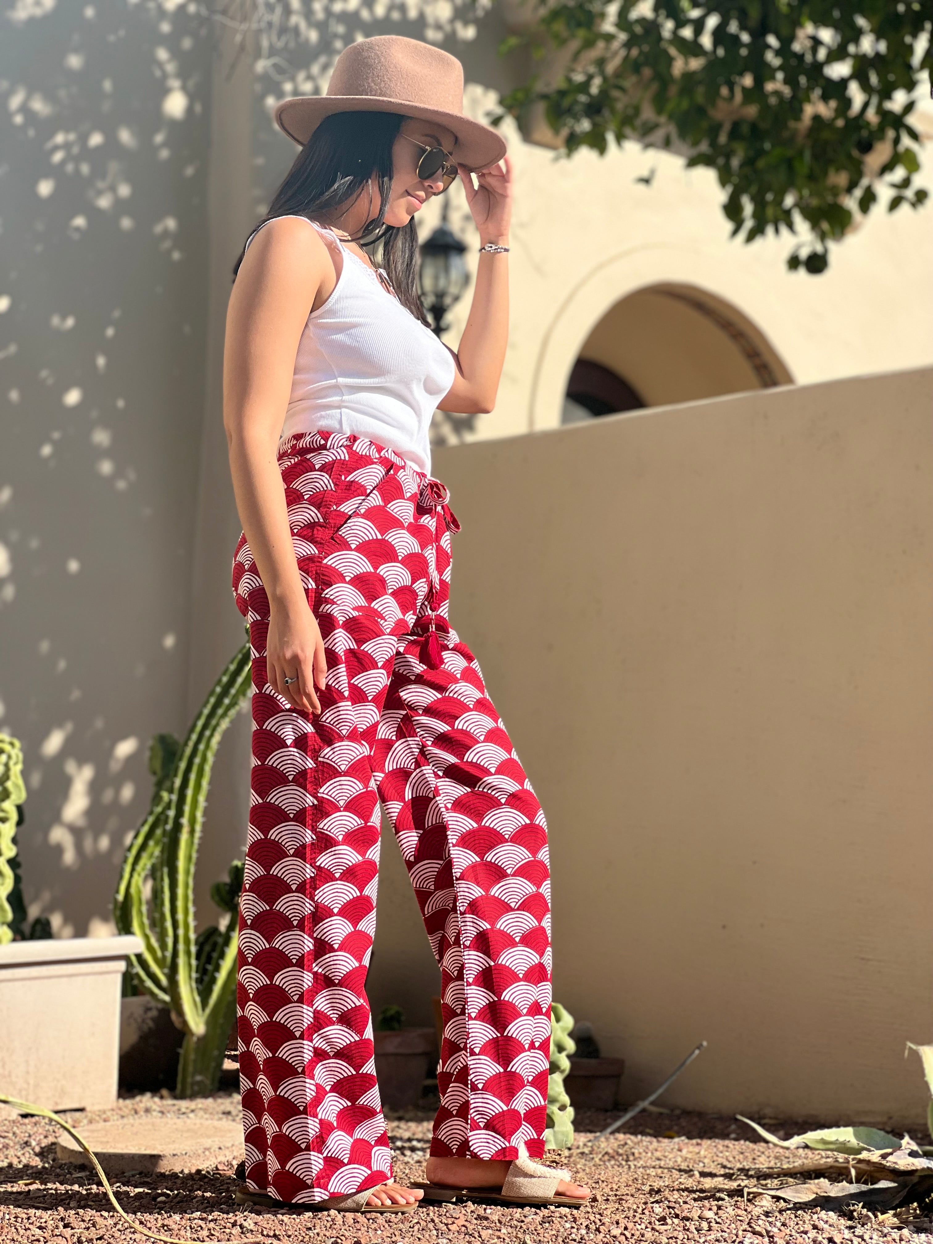 La Scala Red Cotton Lounge Pant