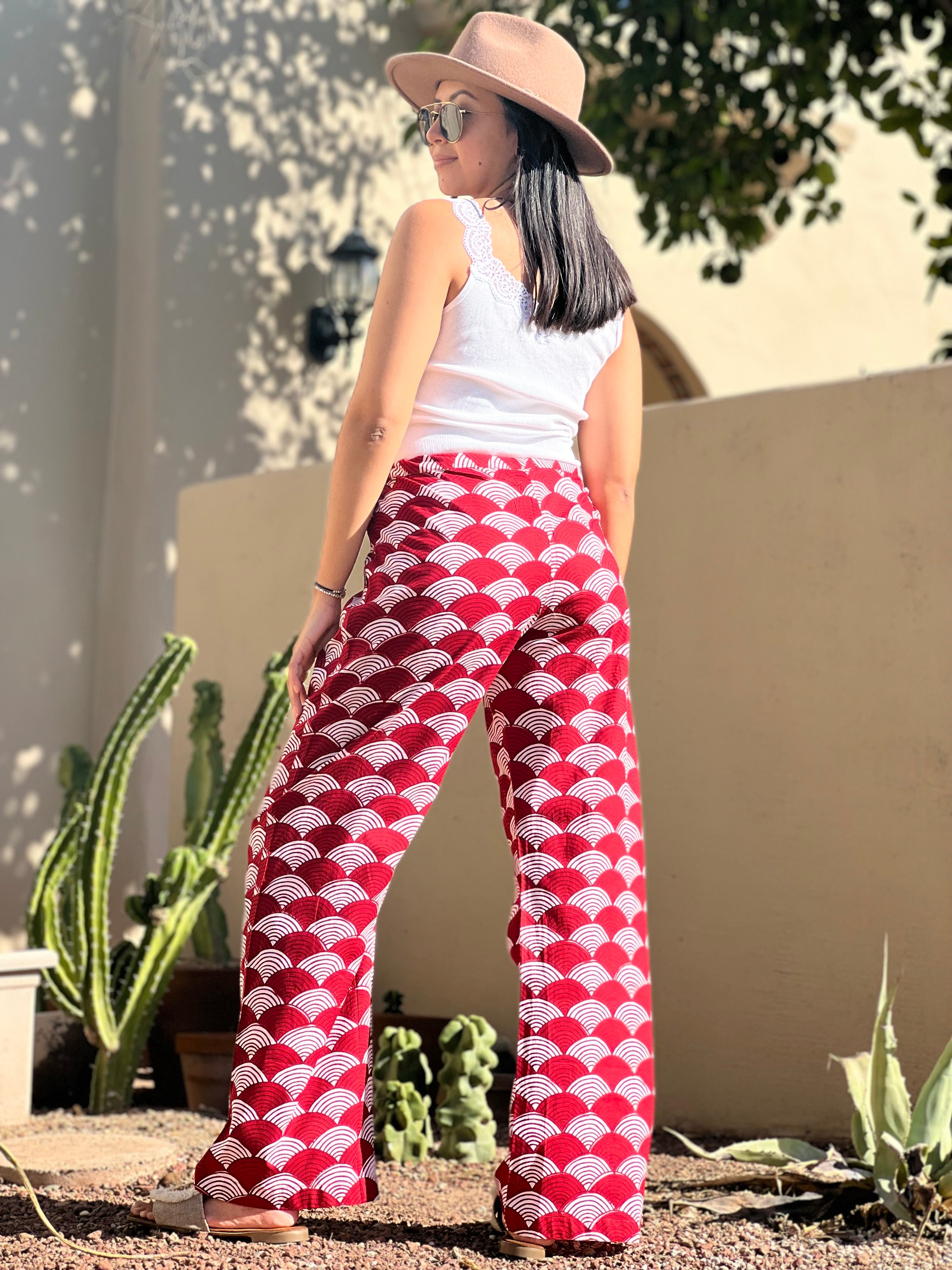 La Scala Red Cotton Lounge Pant