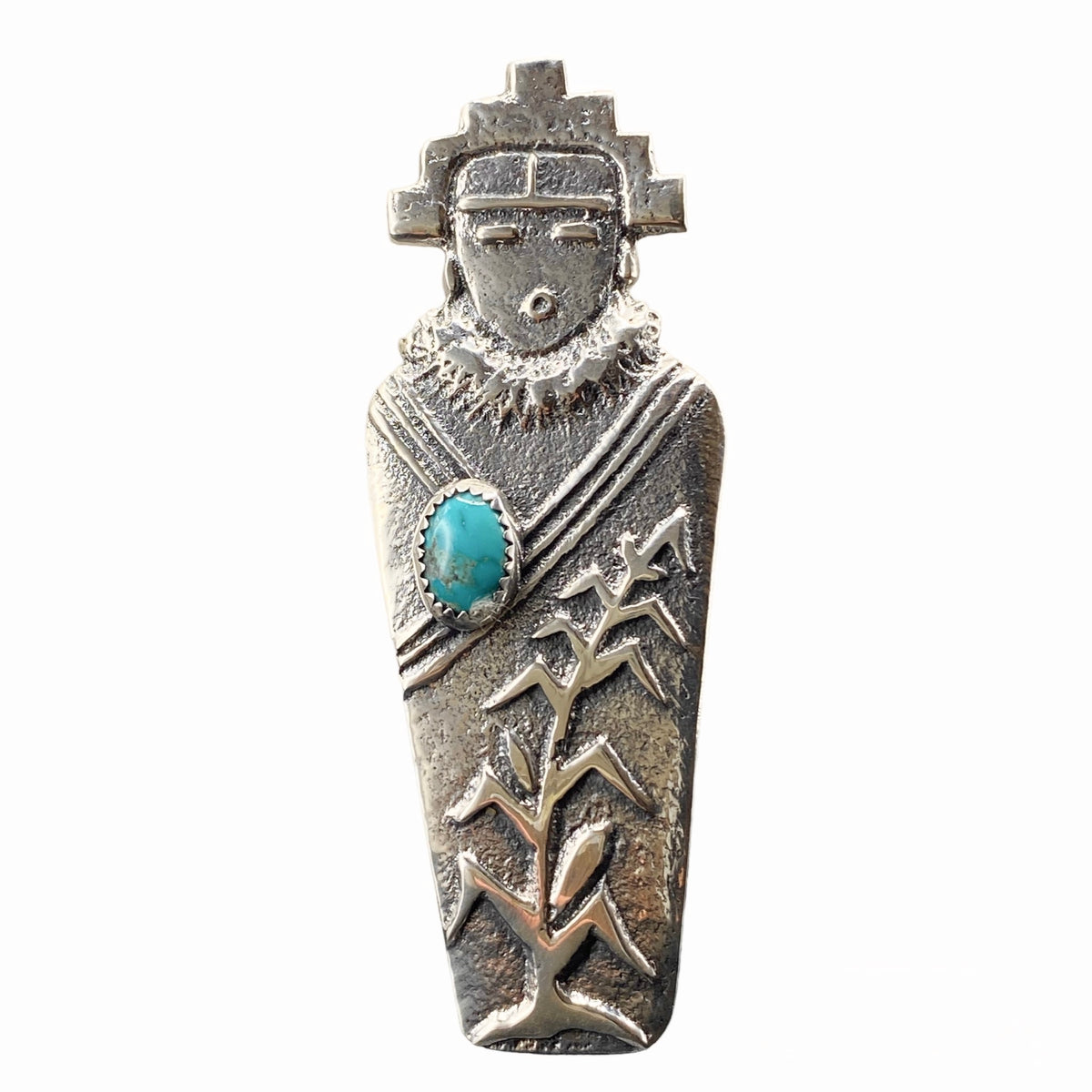 Navajo Silver and Sleeping Beauty Turquoise Corn Maiden Necklace