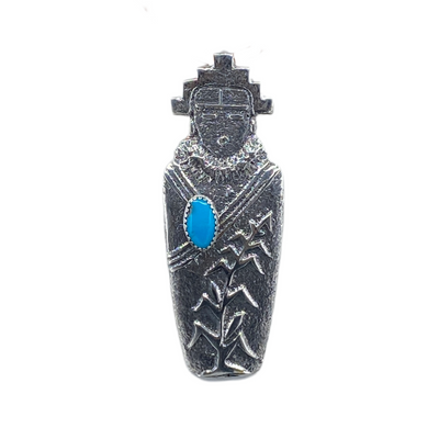 Sterling Silver Navajo Sleeping Beauty Turquoise Corn Maiden Necklace