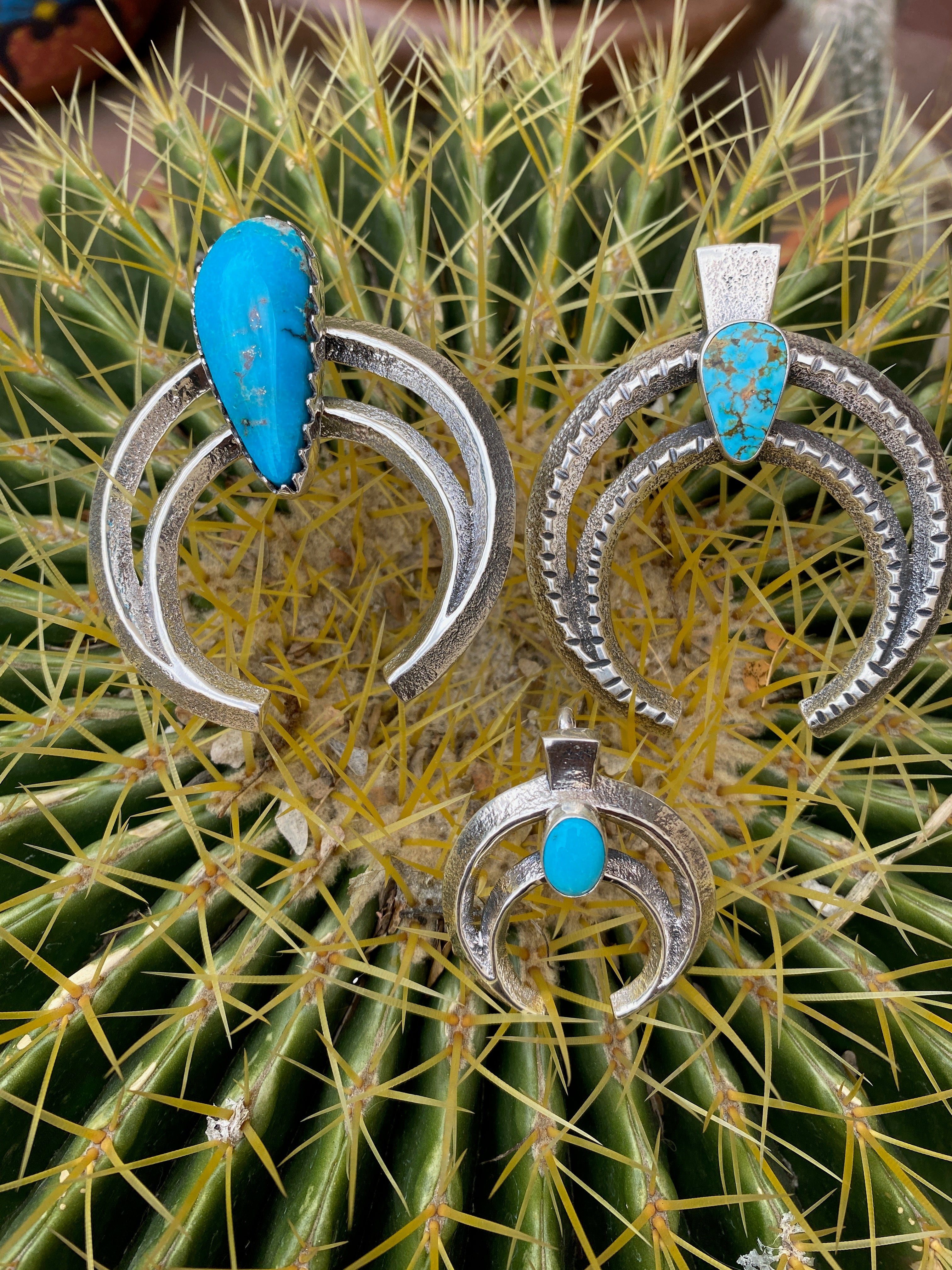 Sterling Silver Navajo Mini Sleeping Beauty Turquoise Double Naja