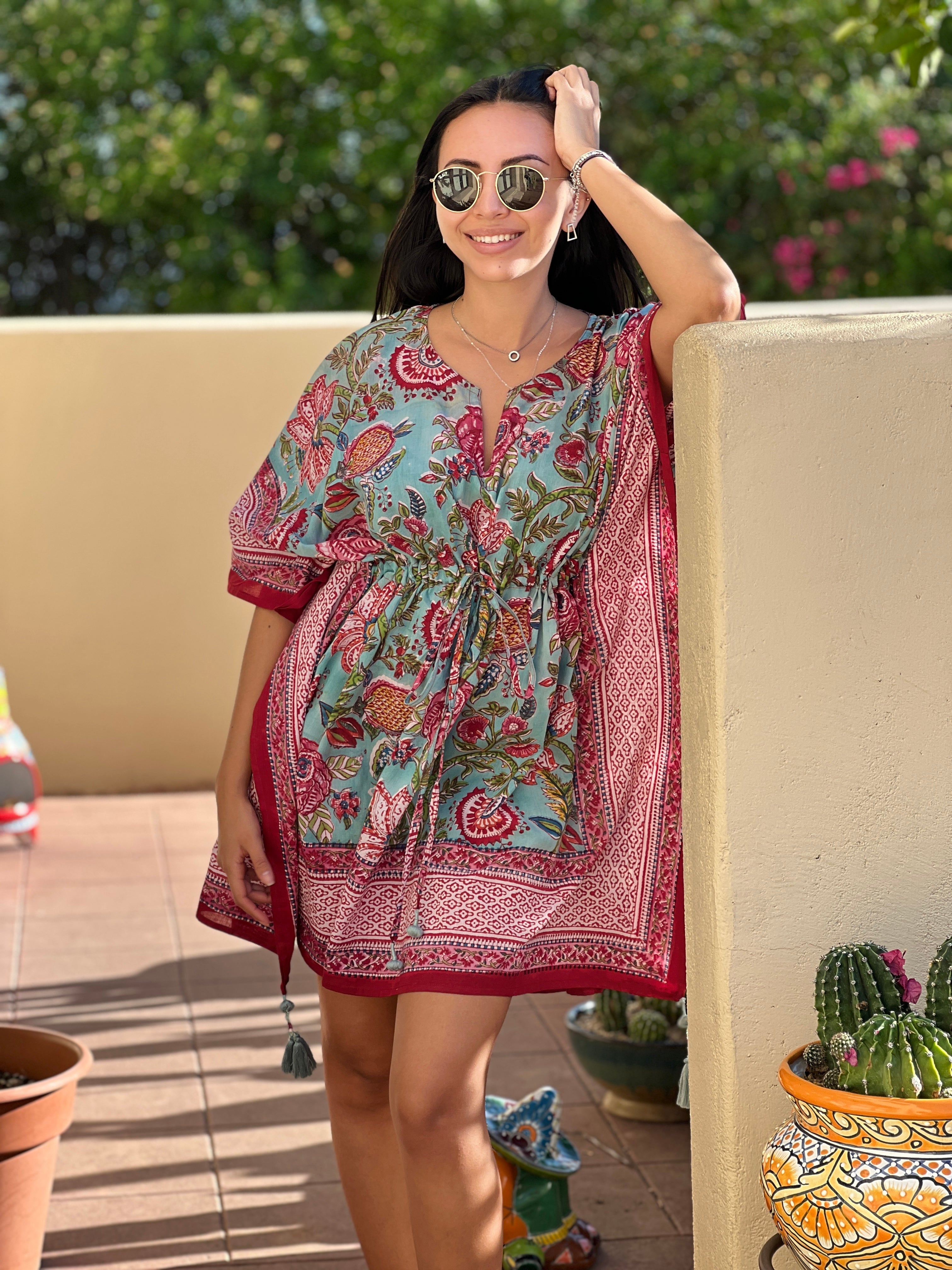 Bora Bora Botanical Short Kaftan