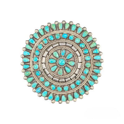 Vintage Zuni Pueblo Indian Cluster Turquoise Pin