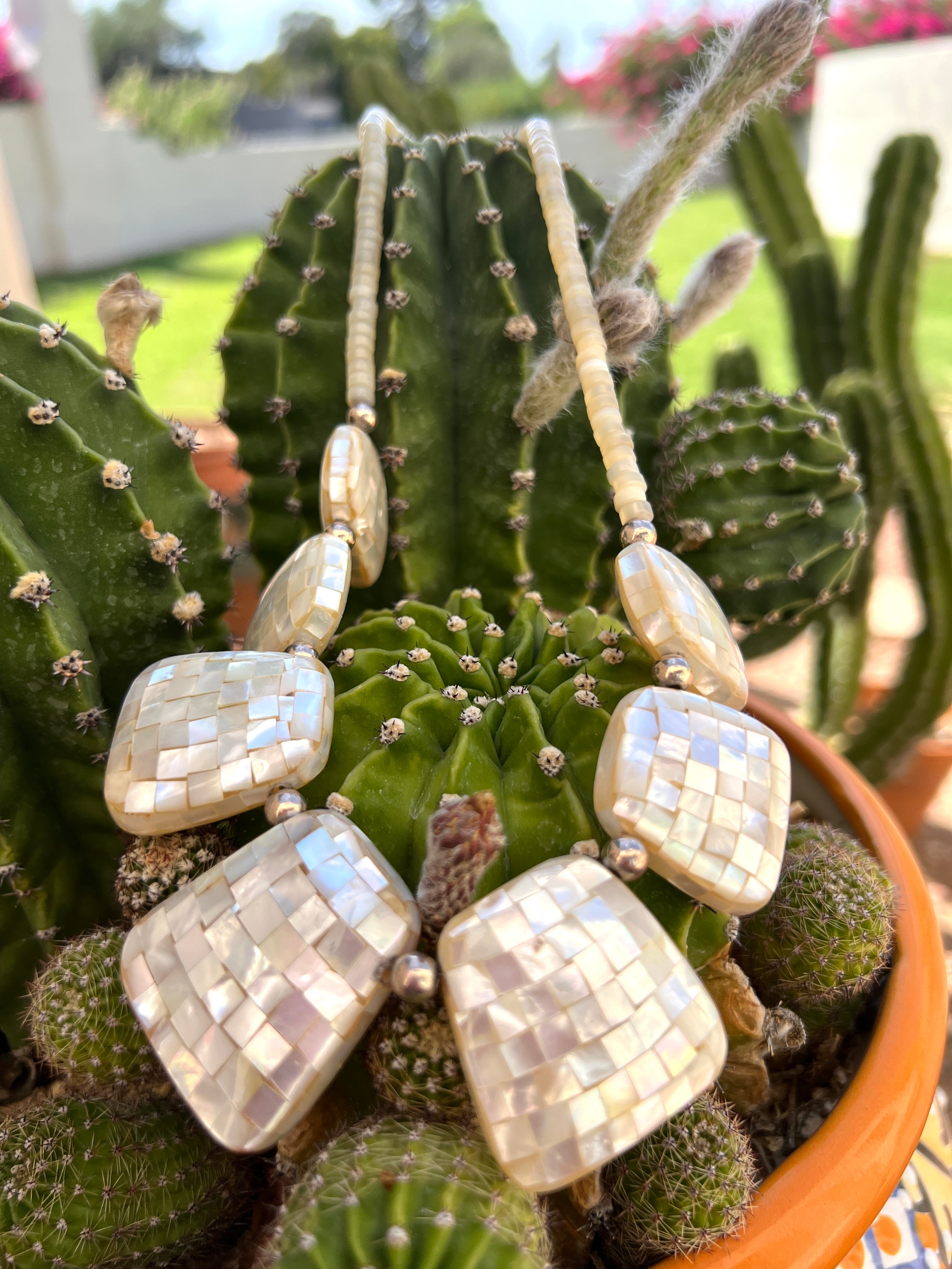 Unique Mother of Pearl Inlaid Santo Domingo Necklace