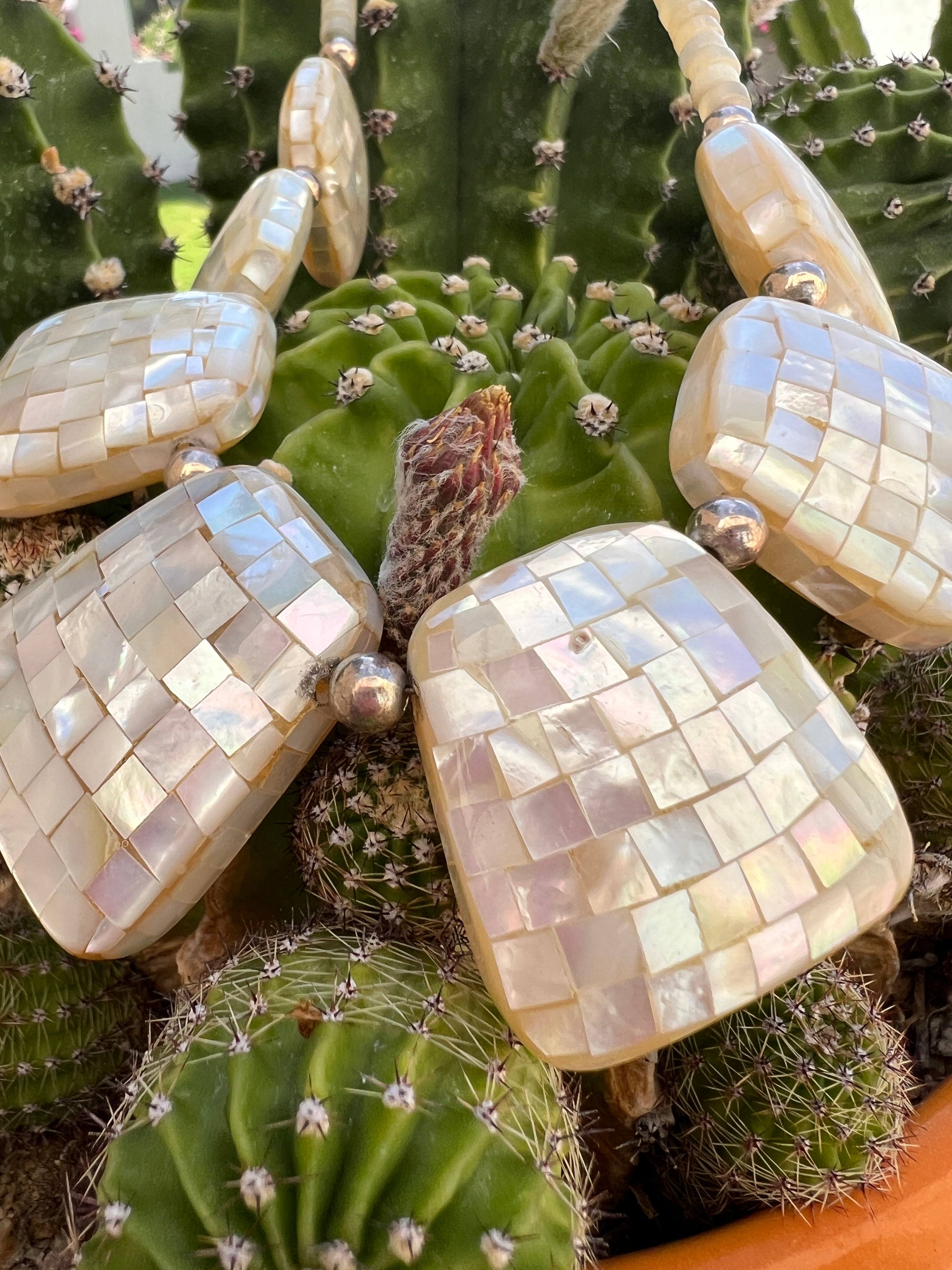 Unique Mother of Pearl Inlaid Santo Domingo Necklace