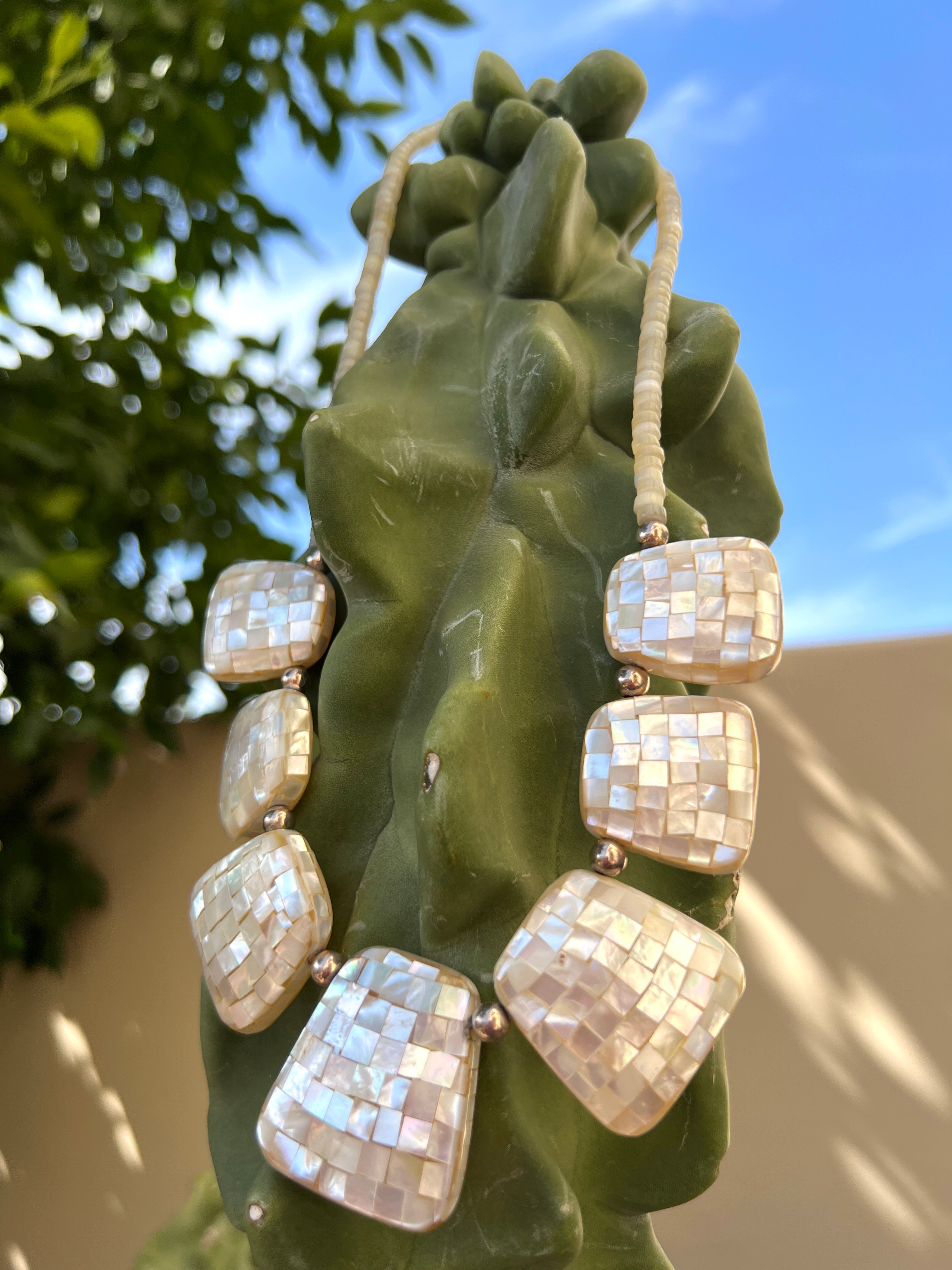 Unique Mother of Pearl Inlaid Santo Domingo Necklace