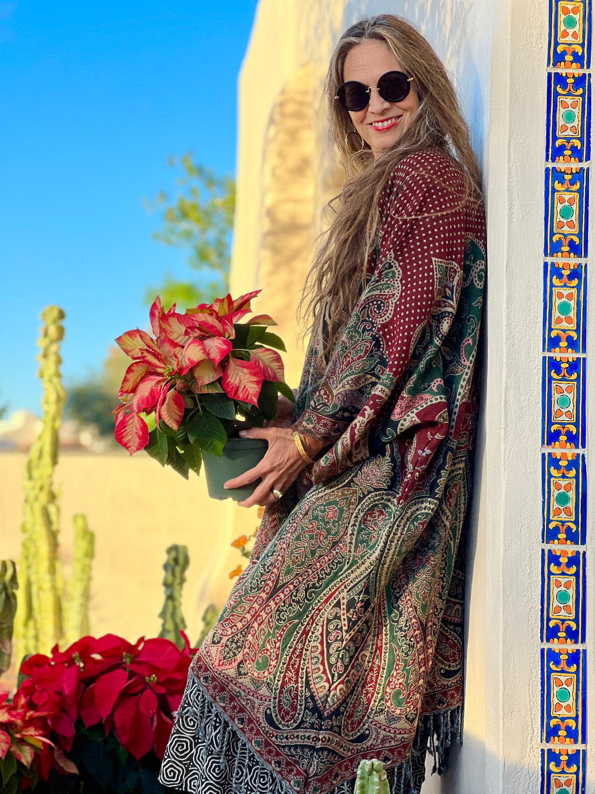Polka Dot Prancer Paisley Boiled Wool Kimono Coat