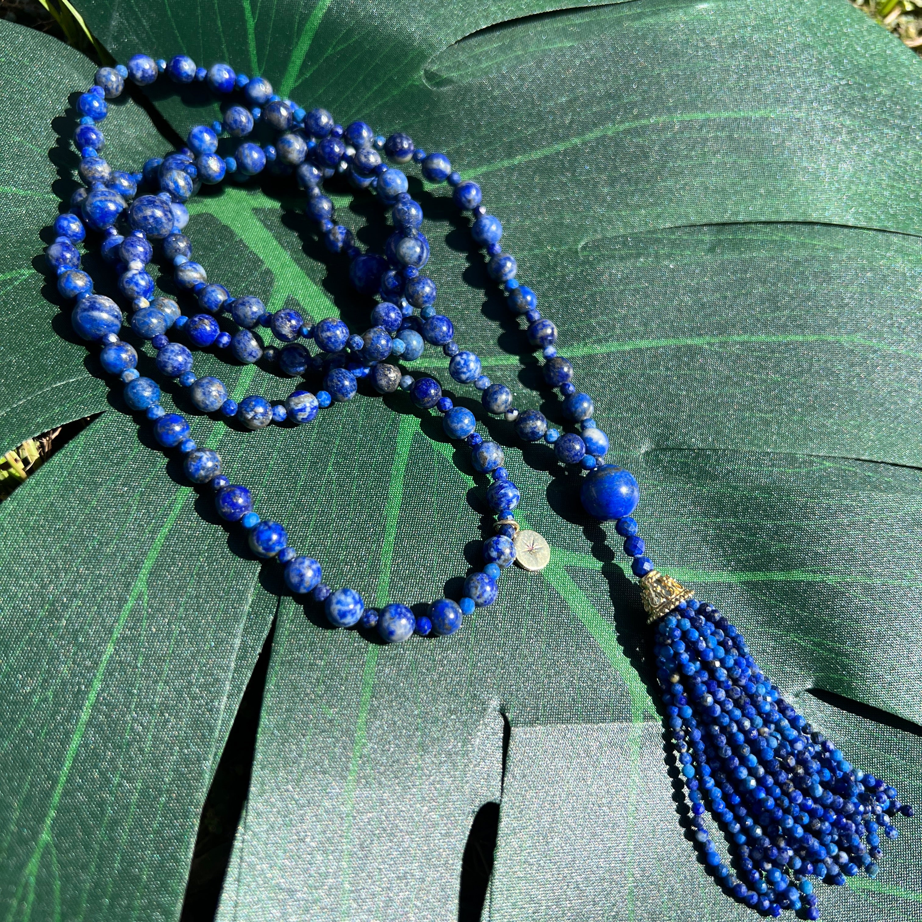 Semi Precious Lapis Lazuli Mala Necklace