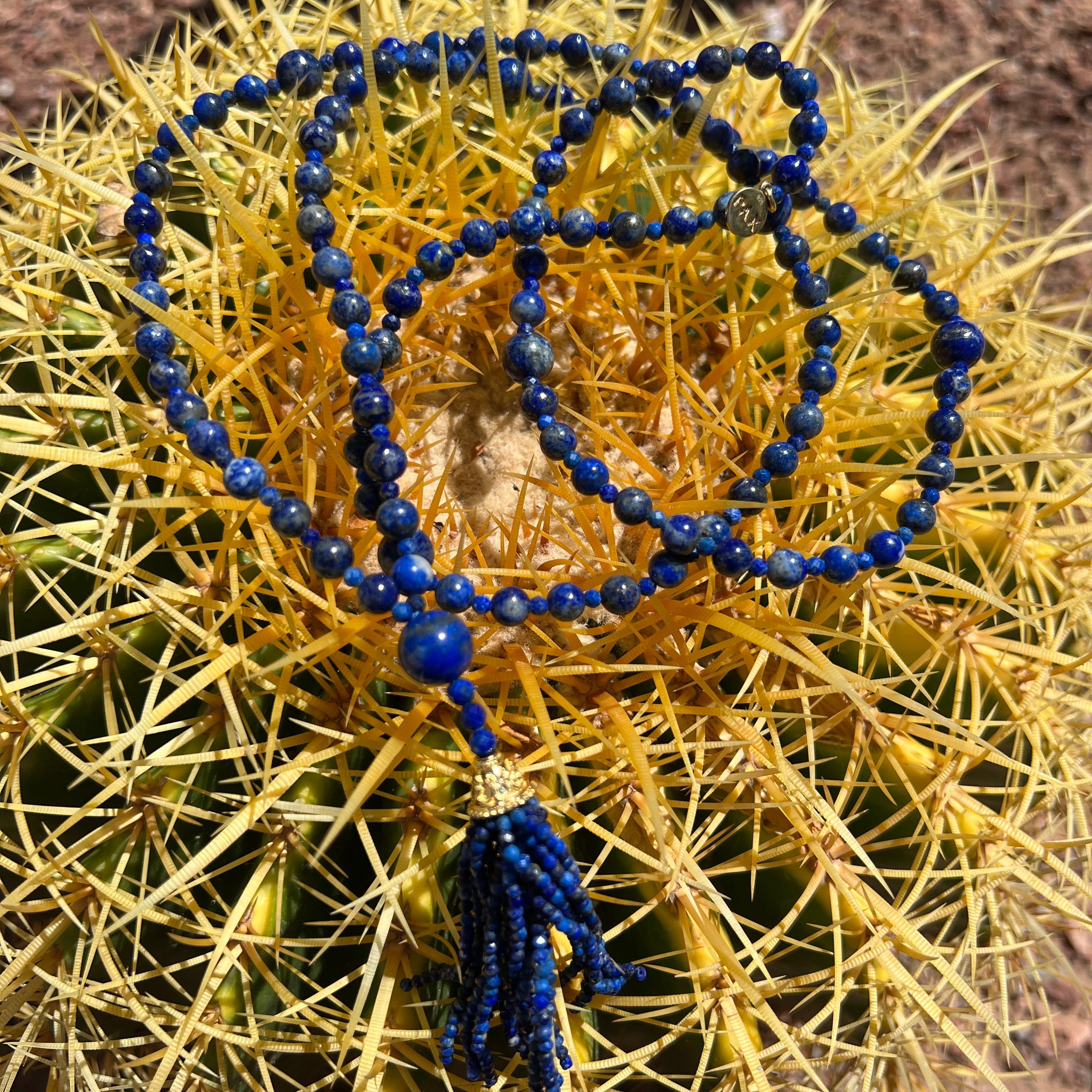 Semi Precious Lapis Lazuli Mala Necklace