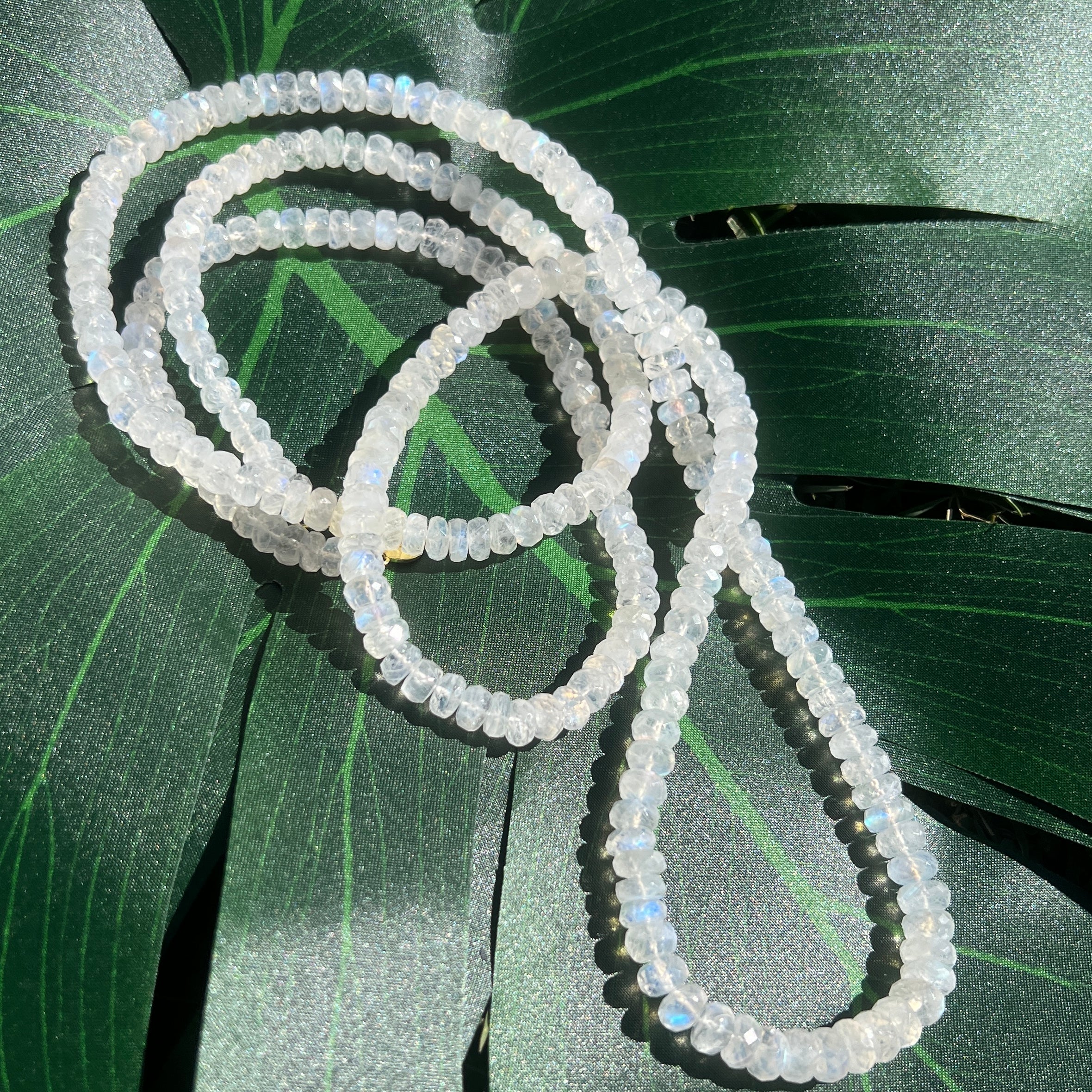 Unique Rainbow Moonstone Faceted Mala Necklace