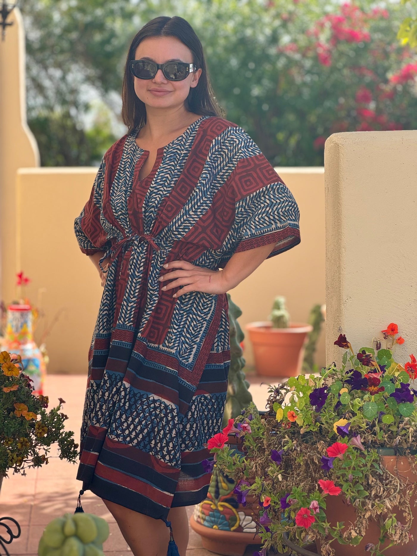 Masala Chai Midi Kaftan Dress Natural Dyes