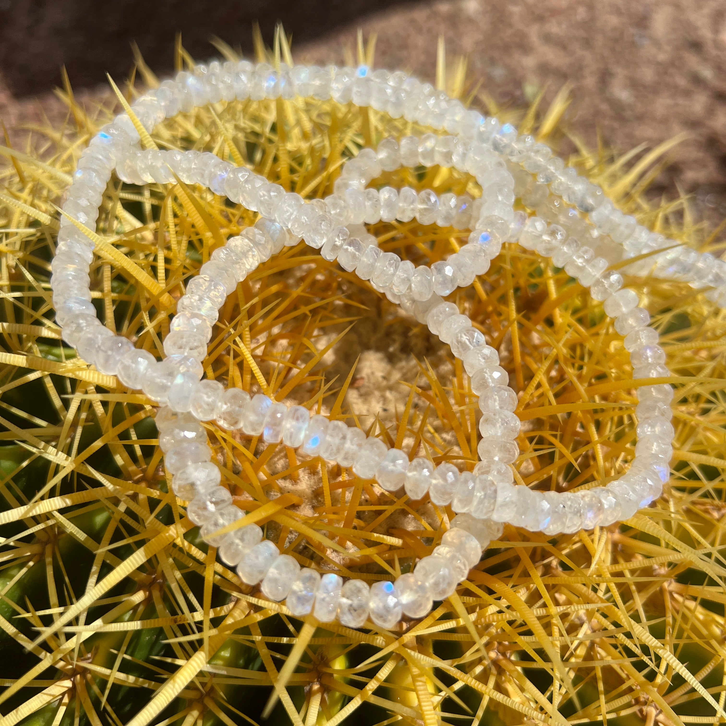 Unique Rainbow Moonstone Faceted Mala Necklace