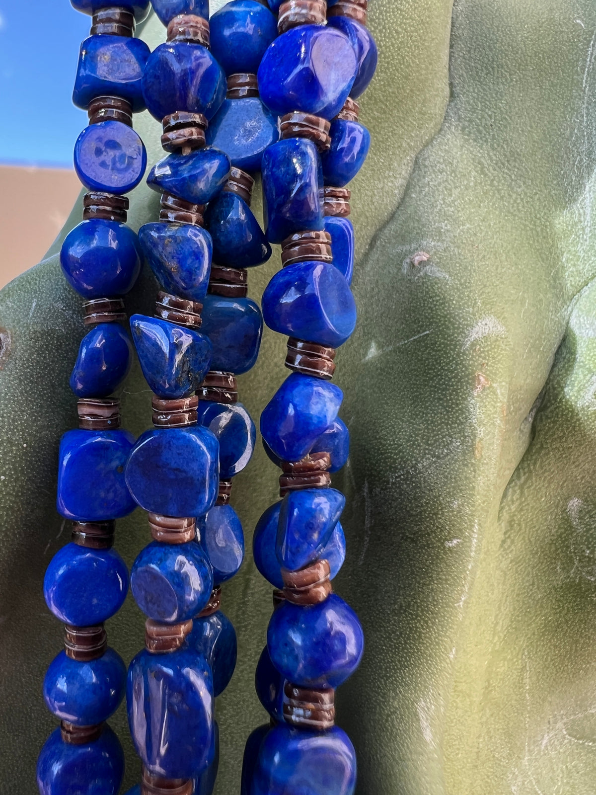 Natural Lapis and Heishi Five Strand Necklace Santo Domingo