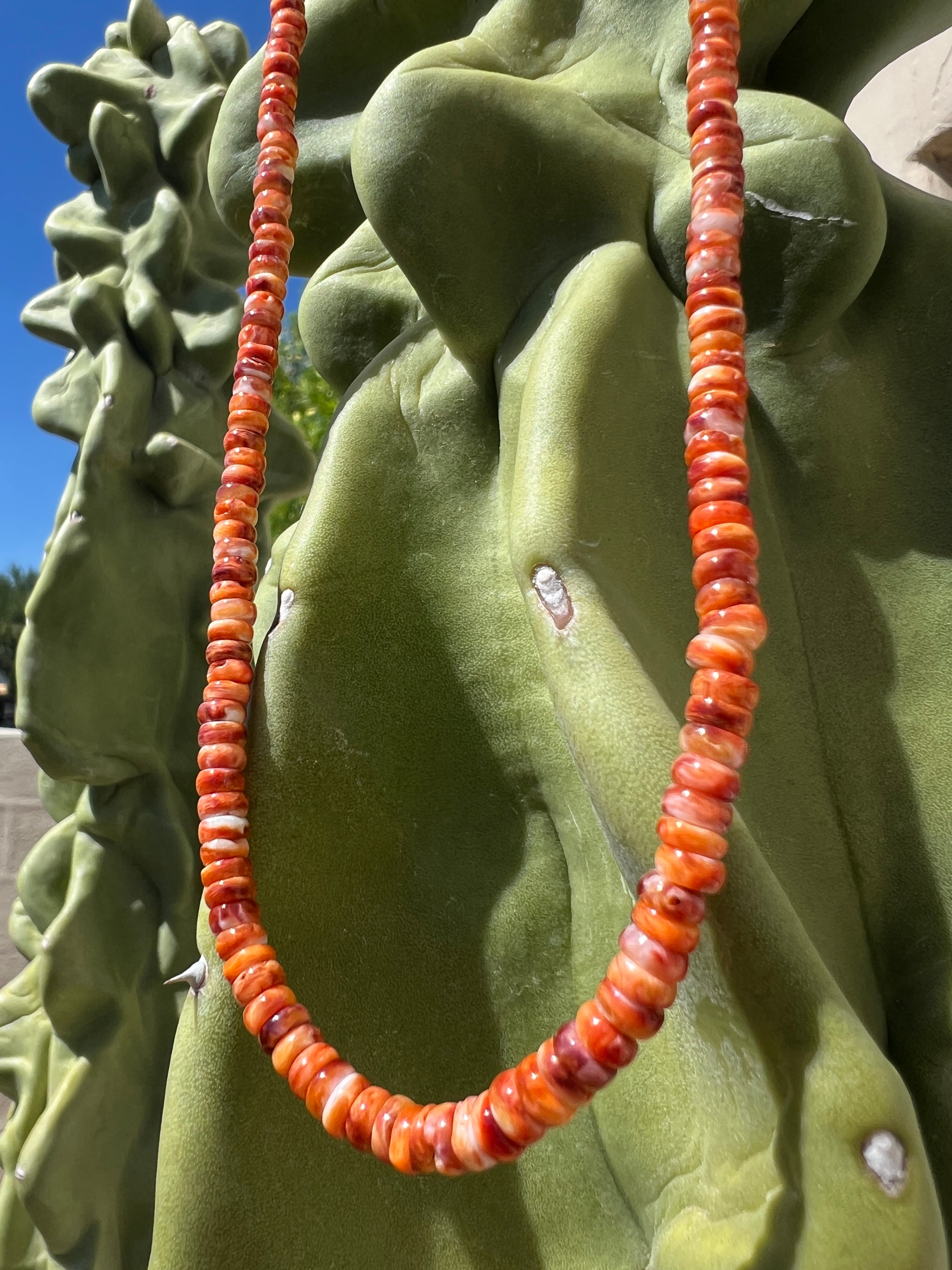 Orange and Red Spiny Oyster Necklace Santo Domingo