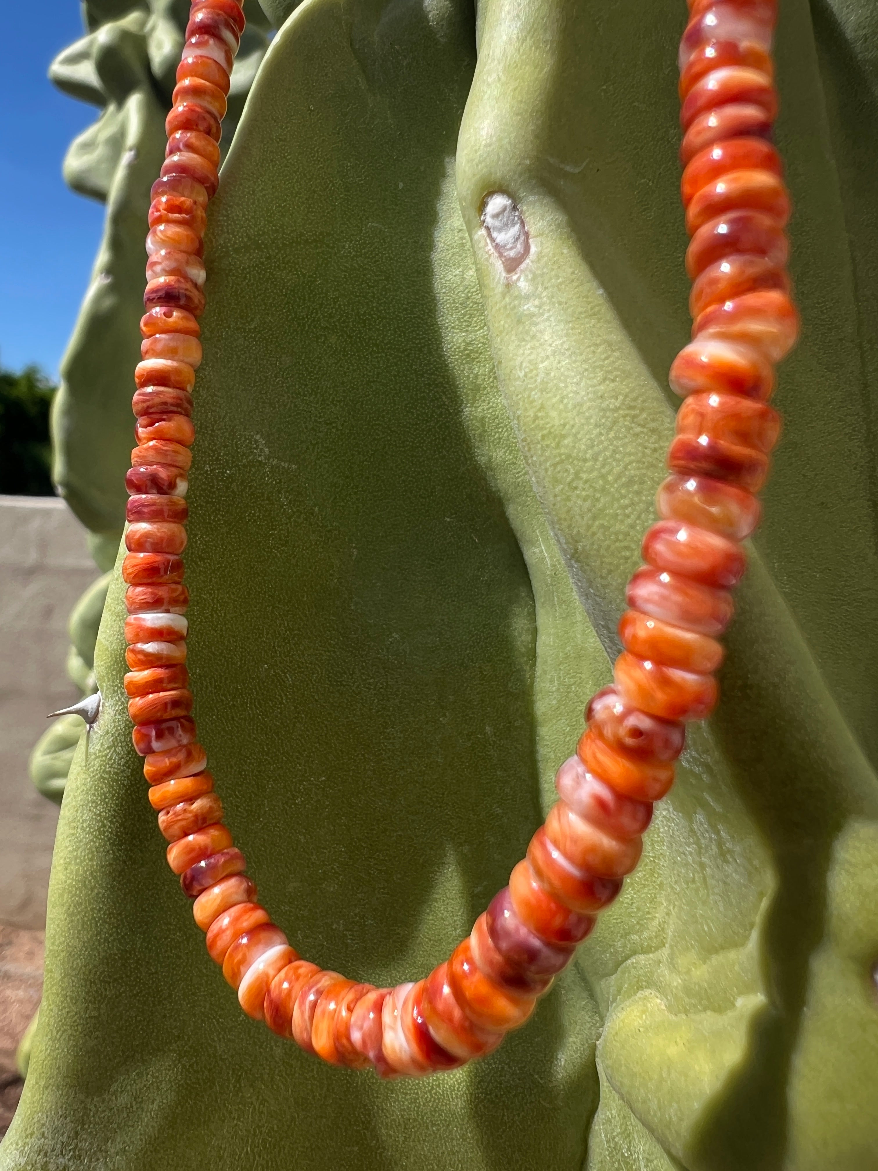 Orange and Red Spiny Oyster Necklace Santo Domingo