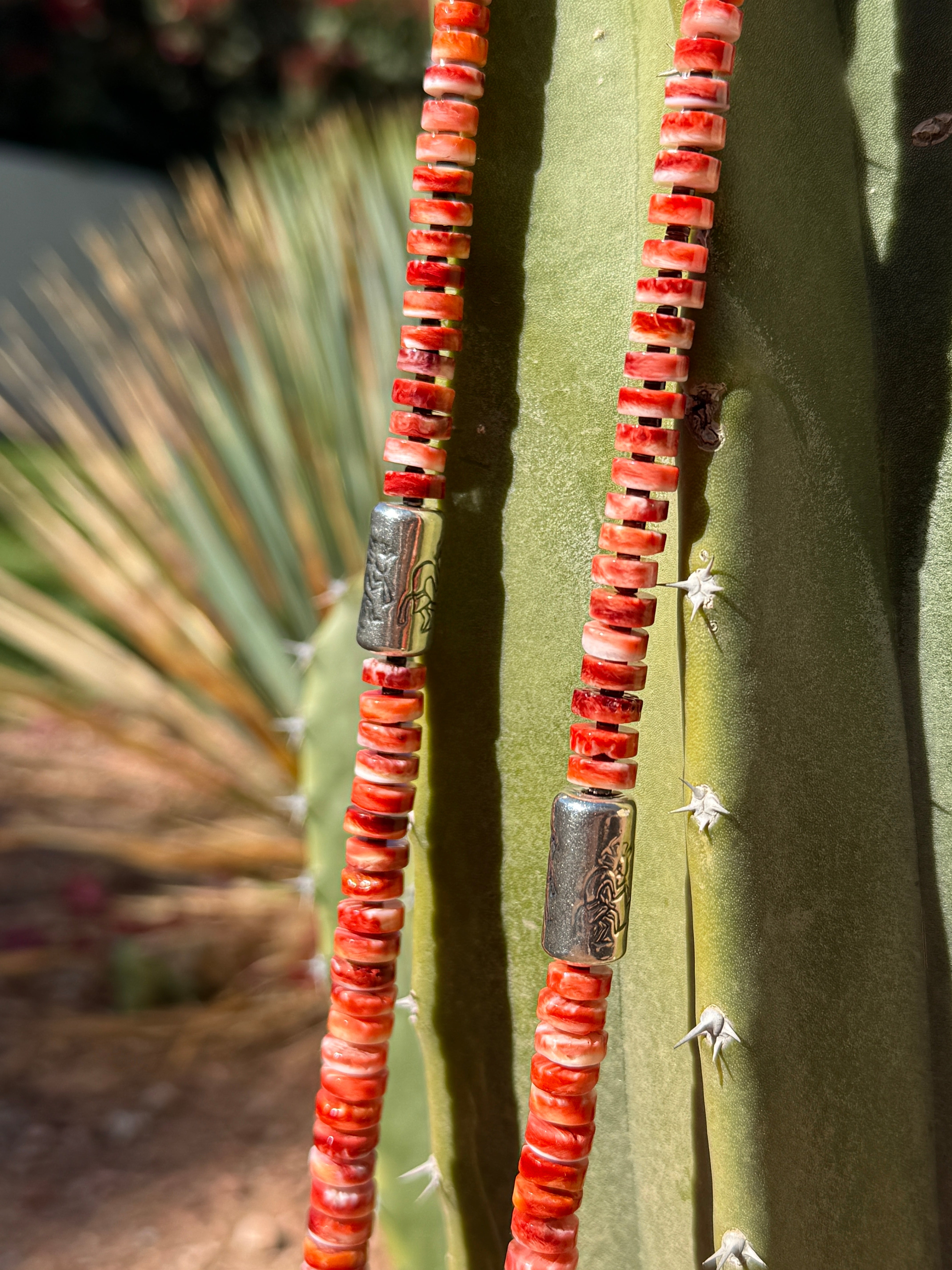 Red Spiny Oyster Kokopelli Necklace Santo Domingo