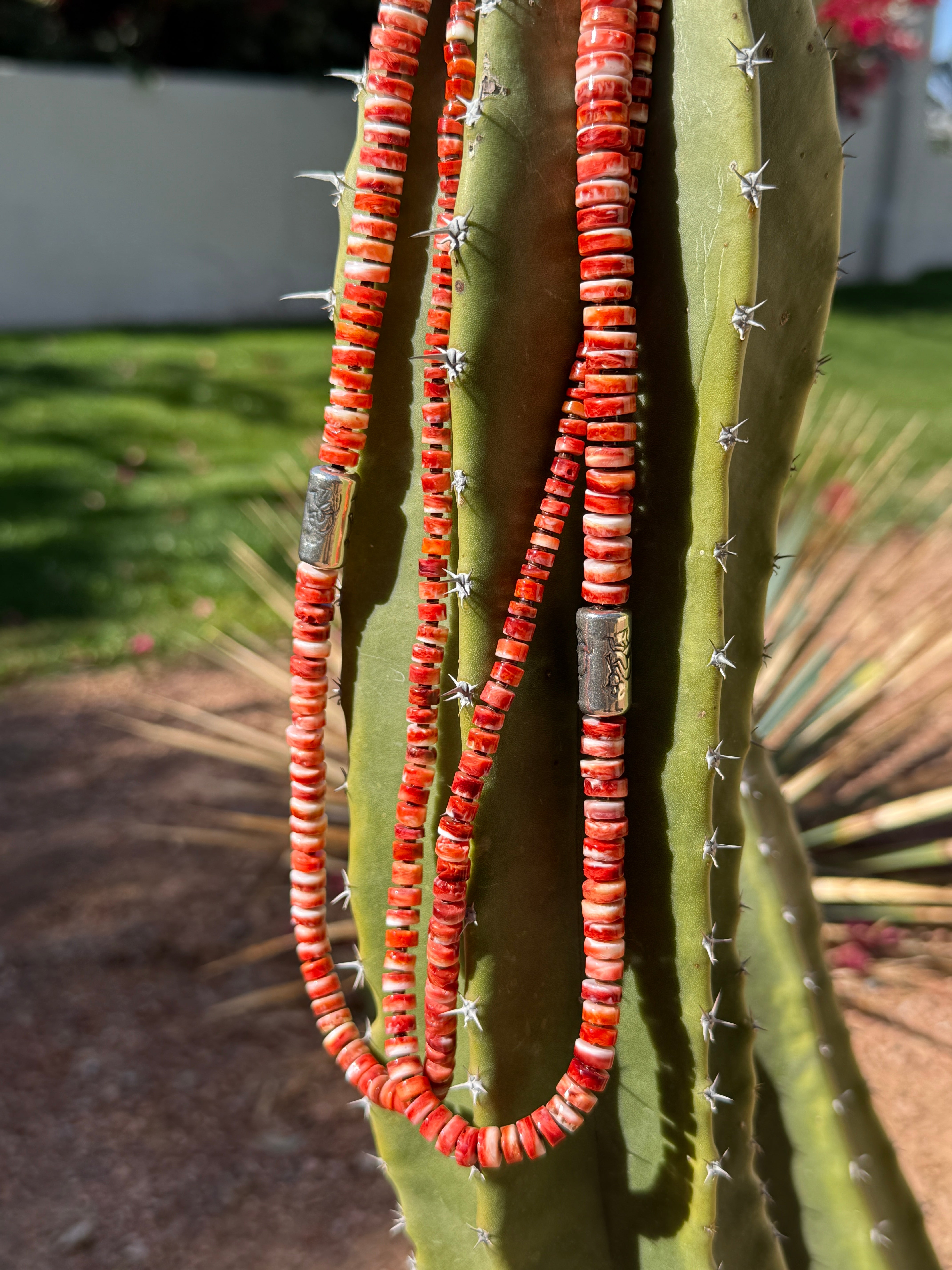 Red Spiny Oyster Kokopelli Necklace Santo Domingo