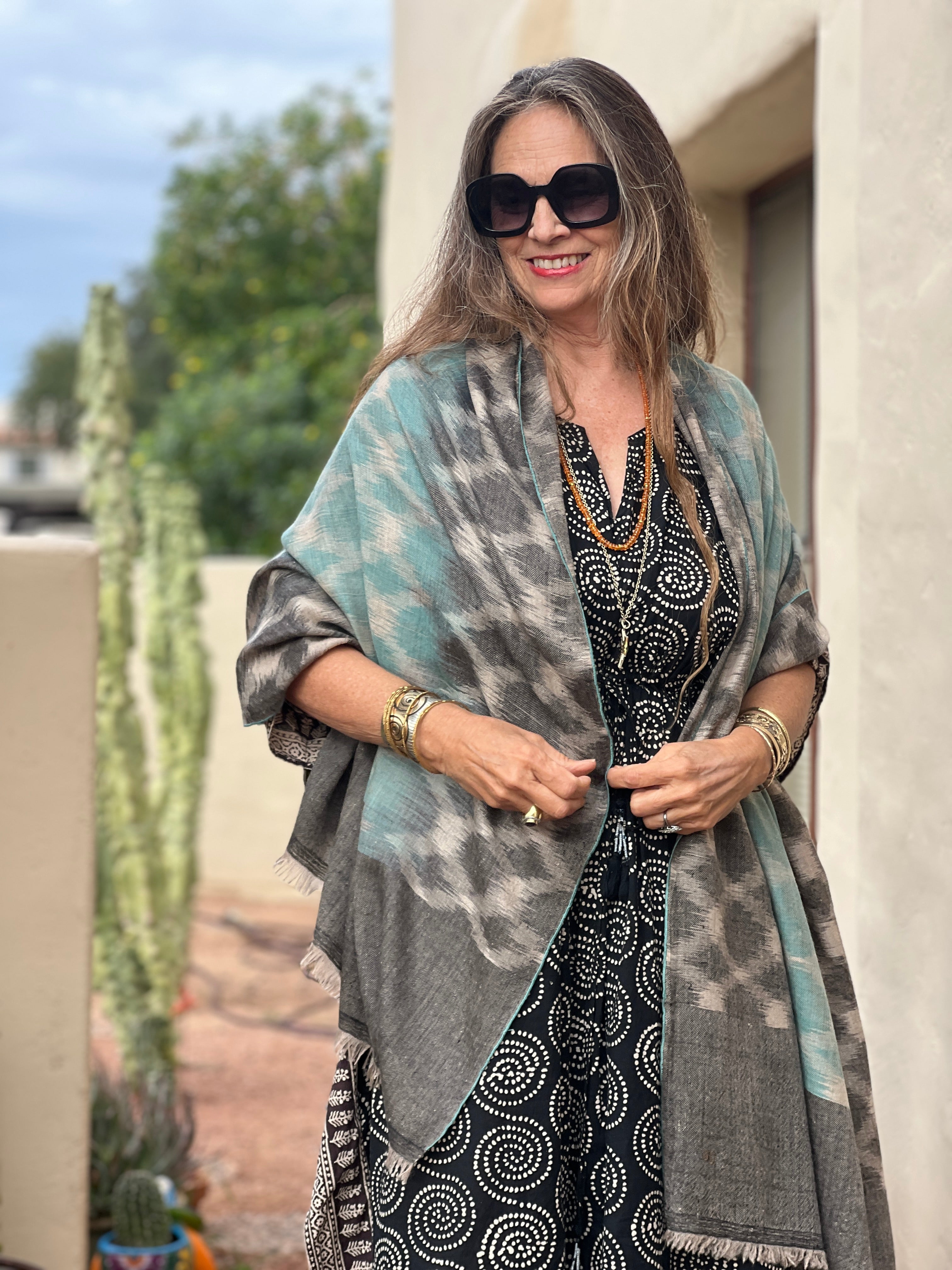 Kamini Pashmina Ikat Shawl One of a Kind