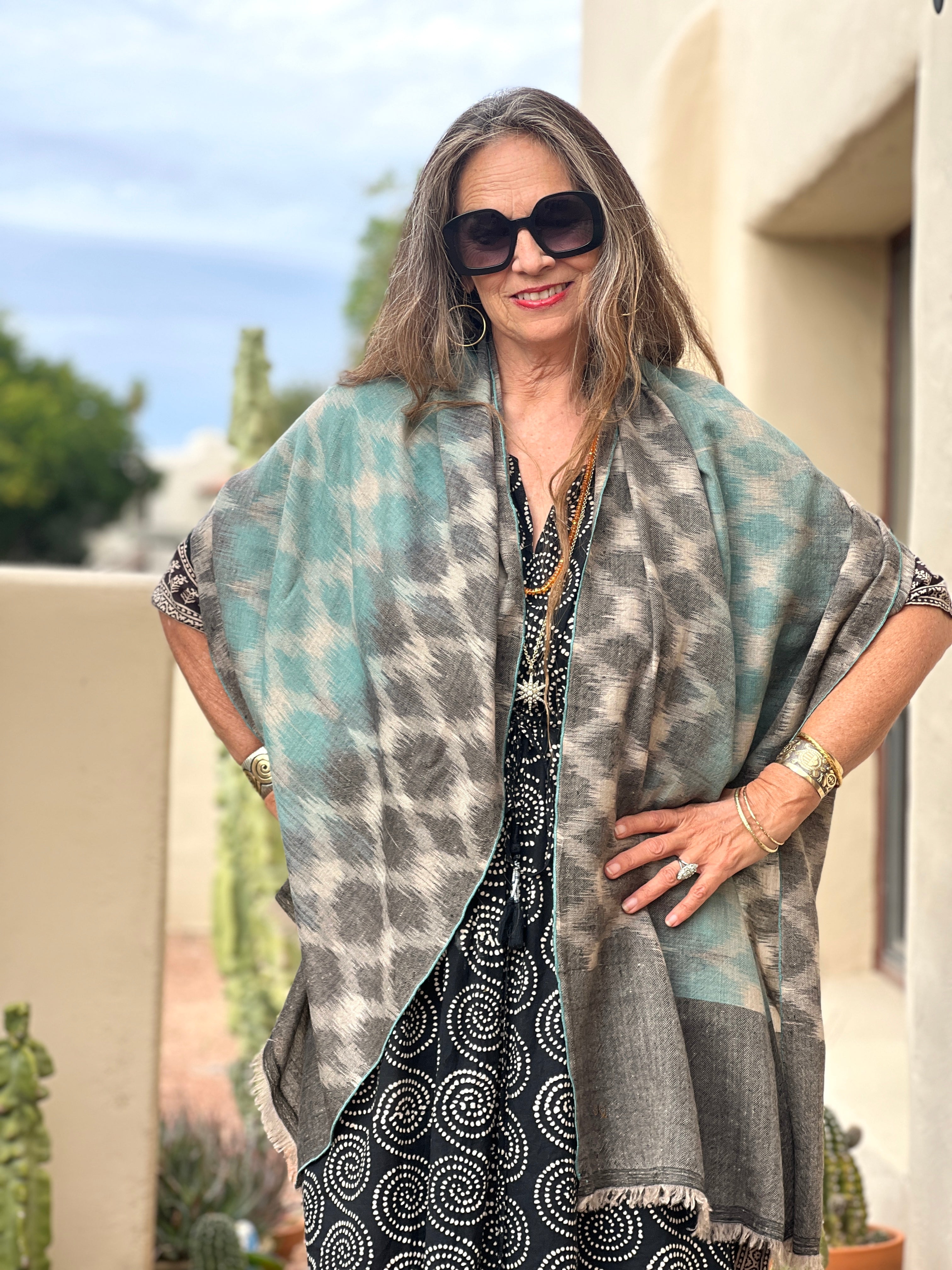 Kamini Pashmina Ikat Shawl One of a Kind