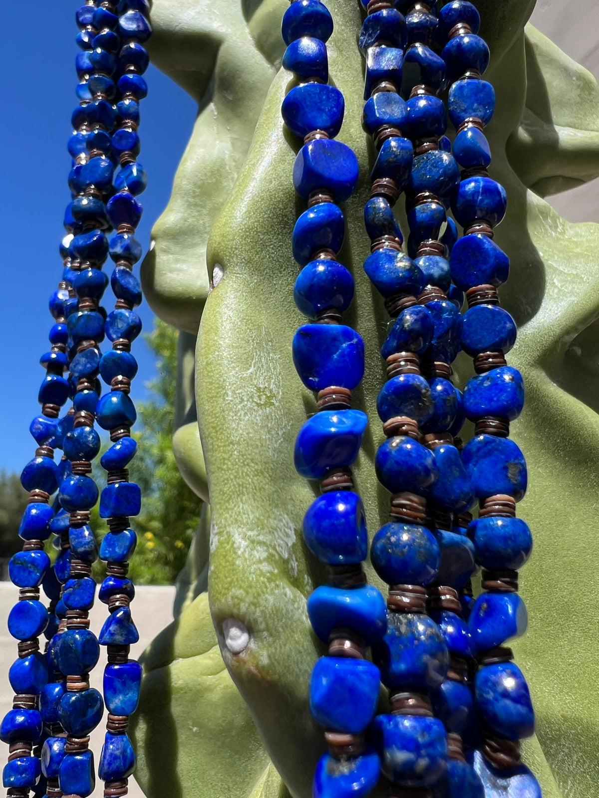 Natural Lapis and Heishi Five Strand Necklace Santo Domingo