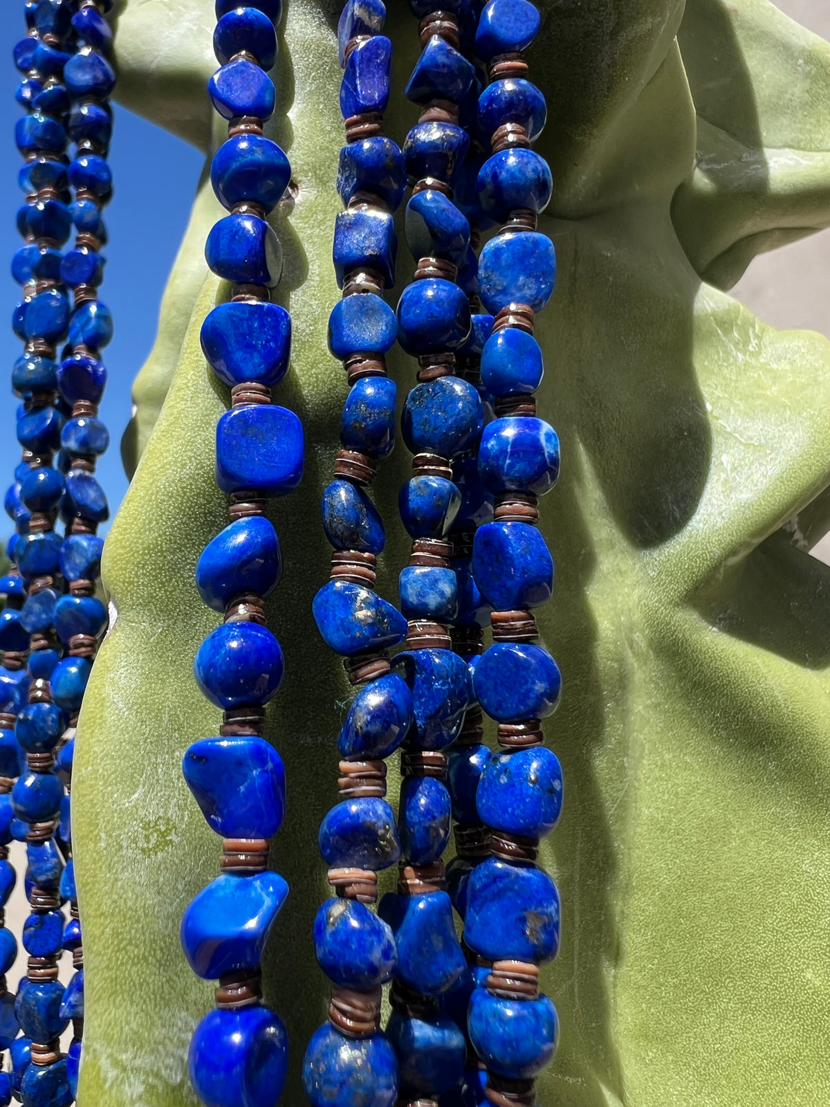 Natural Lapis and Heishi Five Strand Necklace Santo Domingo
