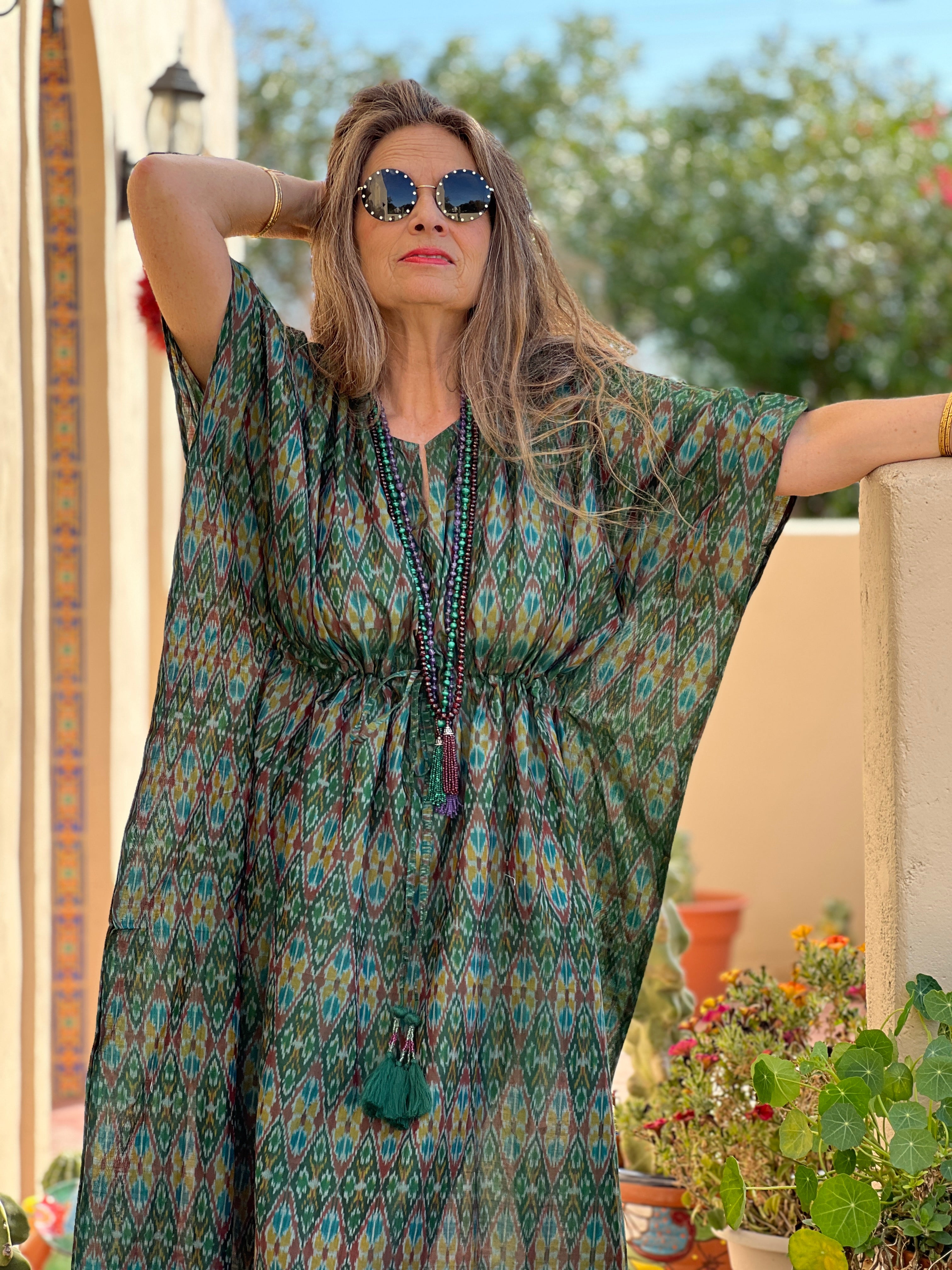 Emerald Oz Cotton Silk Maxi Kaftan Store Credit Only
