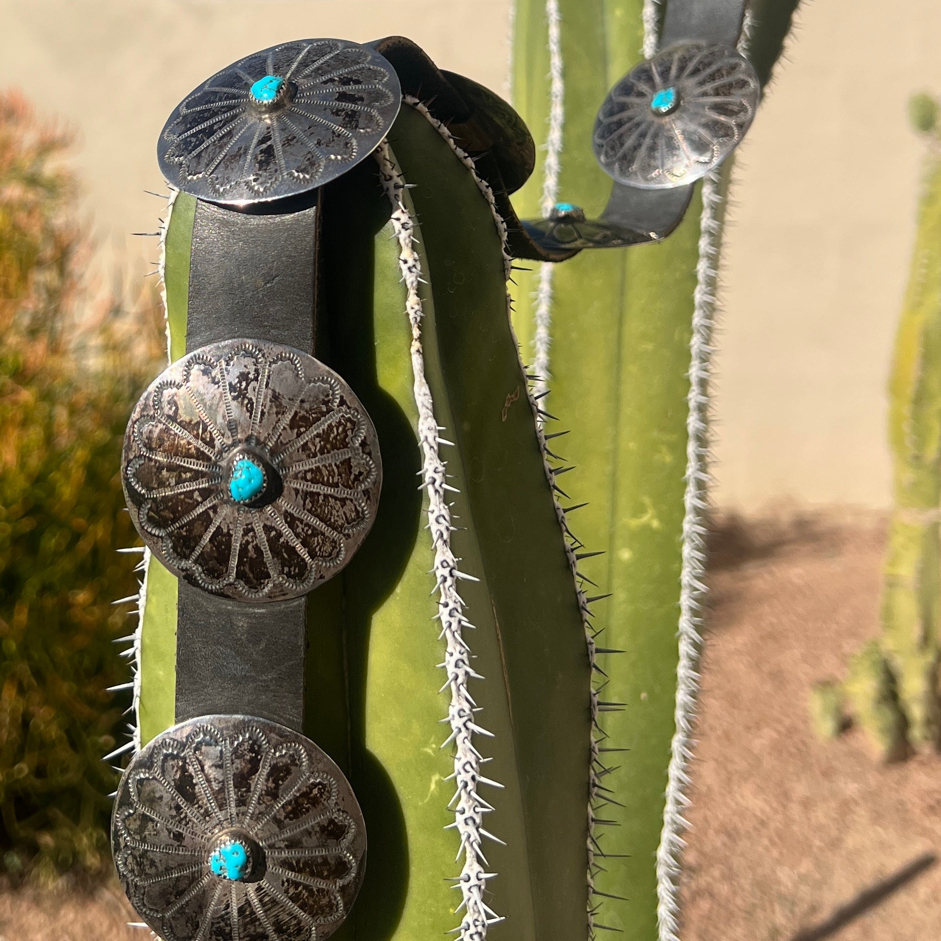 Vintage Sterling Silver and Turquoise Navajo Concho Belt