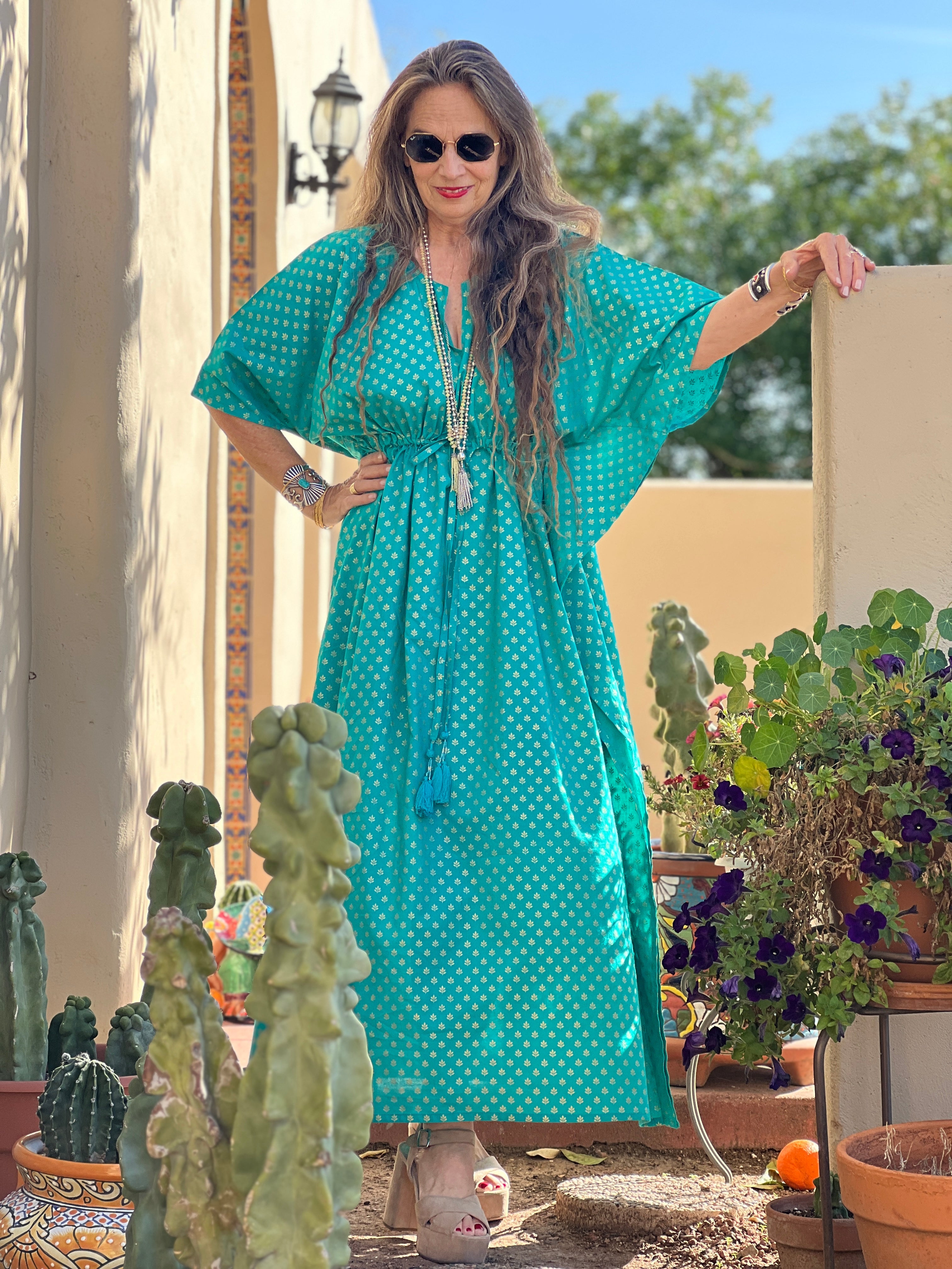 Victoria Turquoise Maxi Kaftan Dress