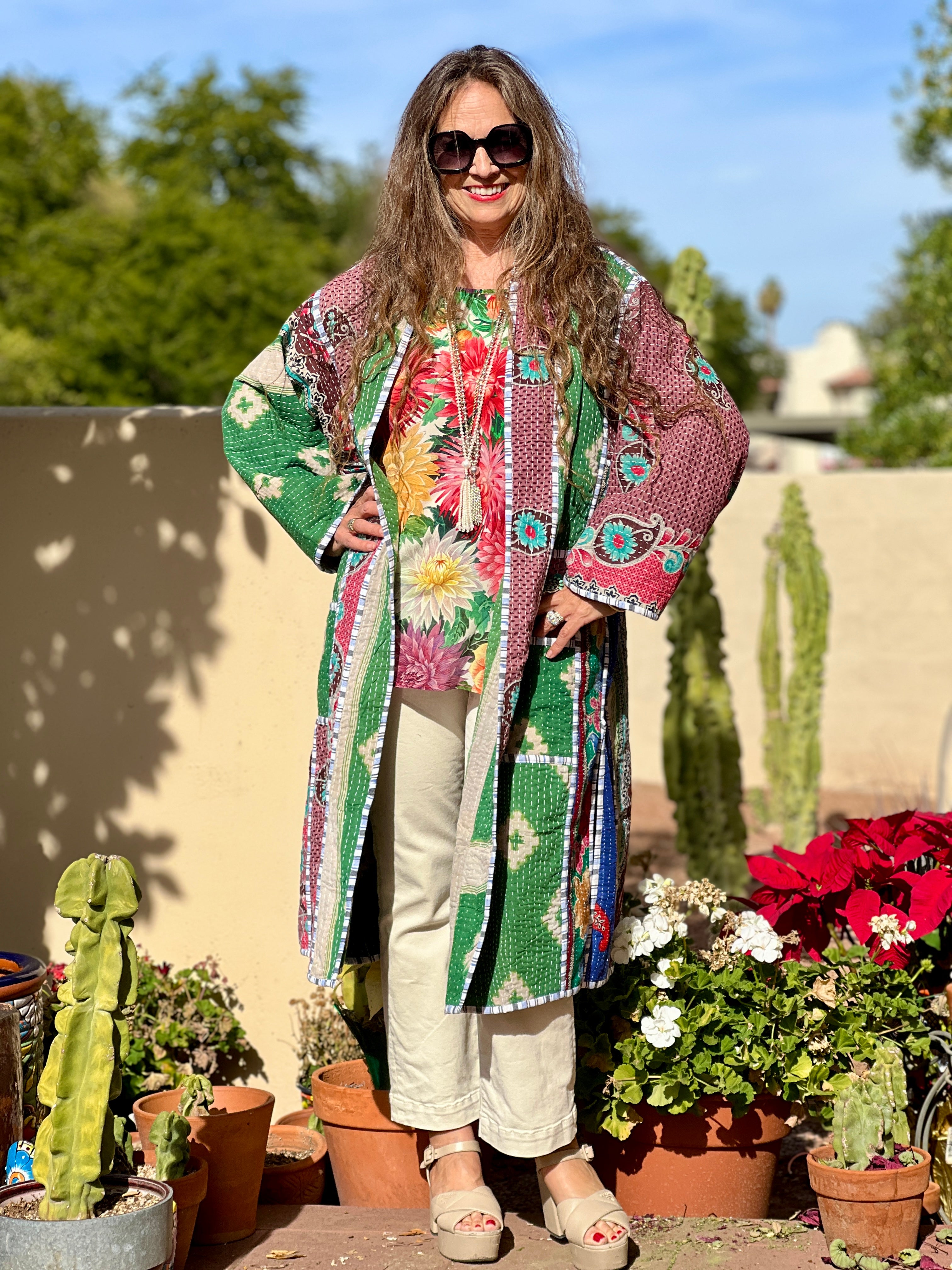 Nepal Vintage Cotton Kantha Coat One of a Kind