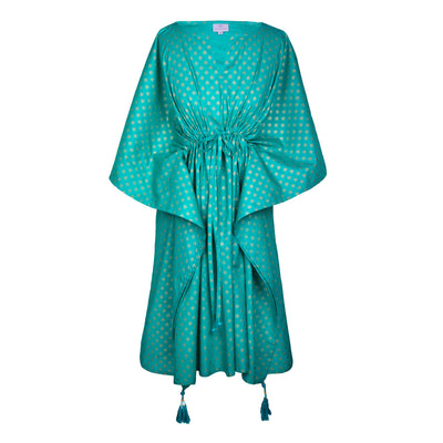 Victoria Turquoise Midi Kaftan Dress