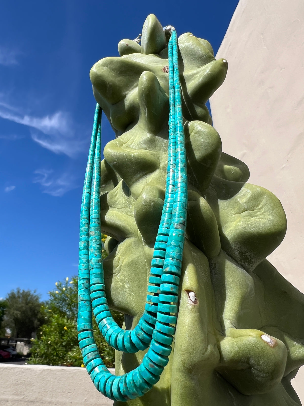 Rare Sleeping Beauty Turquoise Double Strand Graduated Necklace Santo Domingo