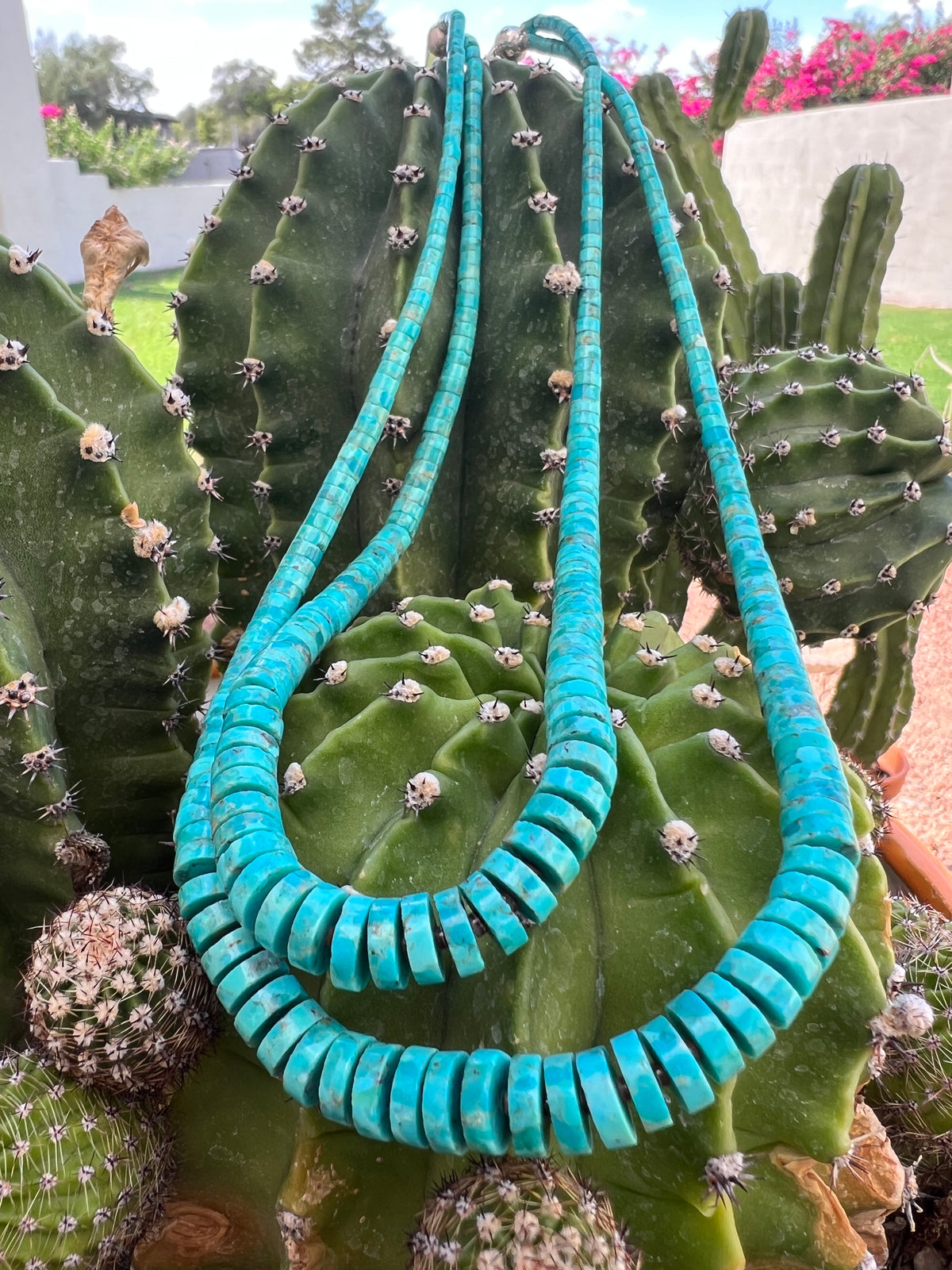 Rare Sleeping Beauty Turquoise Double Strand Graduated Necklace Santo Domingo